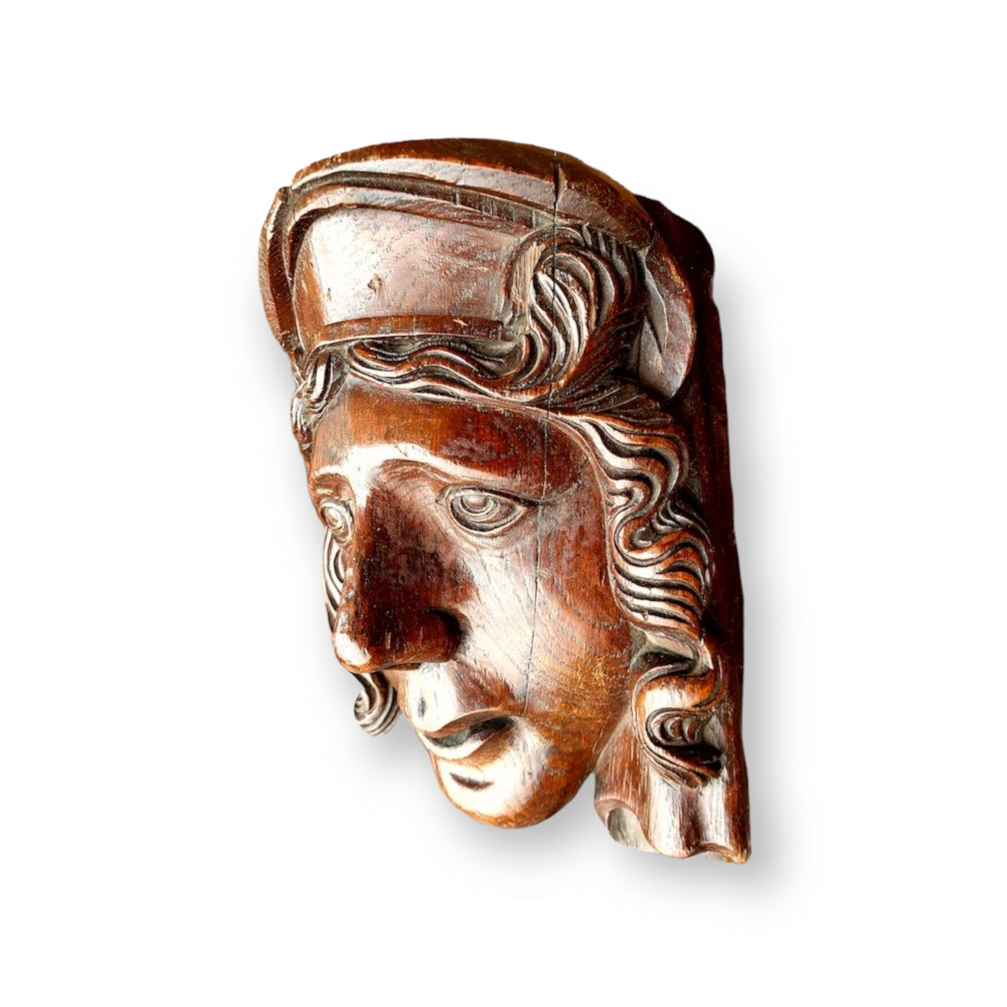 A Fine Pair of 17th Century Flemish Antique Carved Oak Corbels in the Form of Heads
