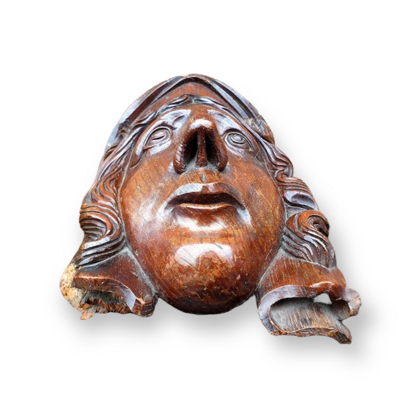 A Fine Pair of 17th Century Flemish Antique Carved Oak Corbels in the Form of Heads