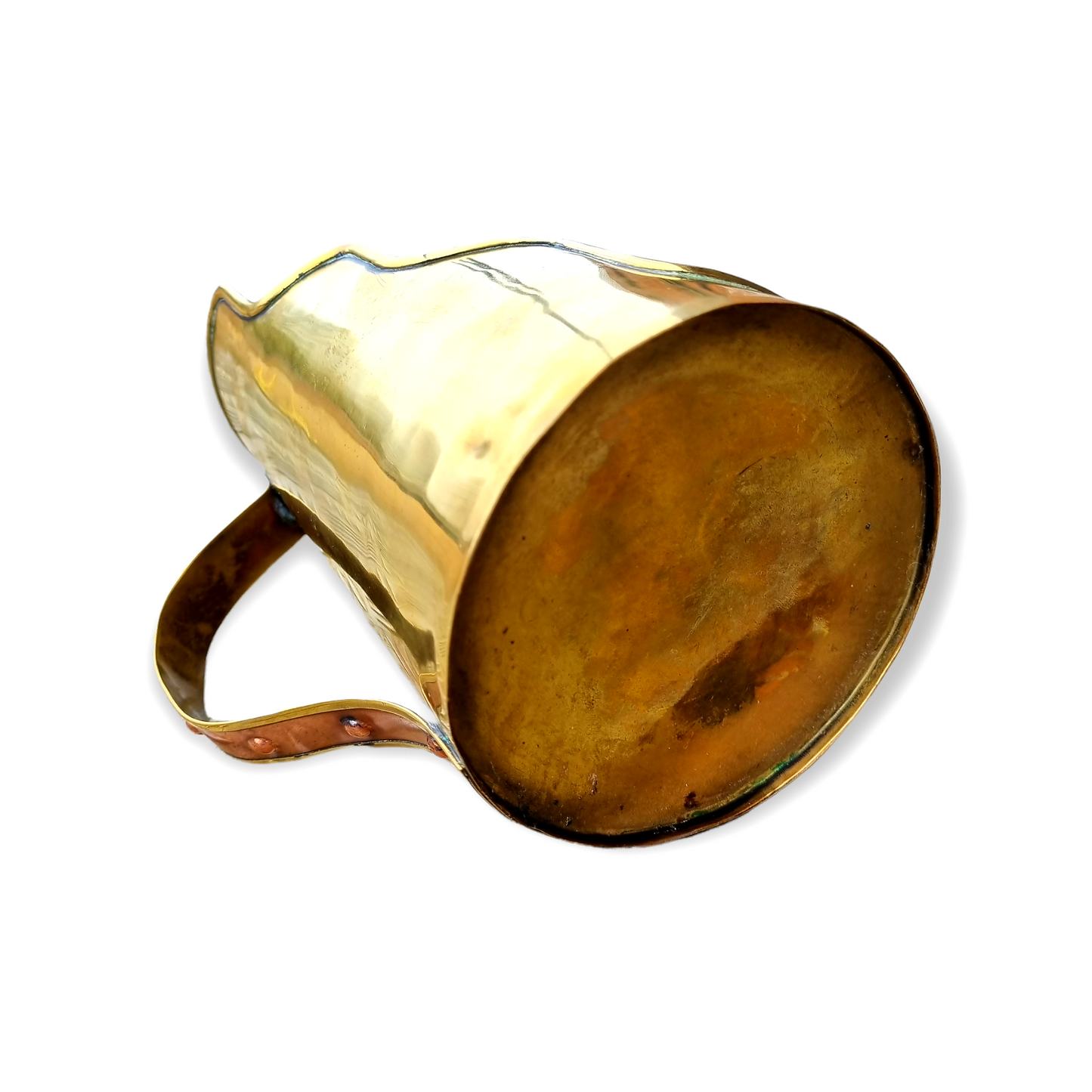 19th Century English Antique Brass and Copper Handheld Candle Lantern