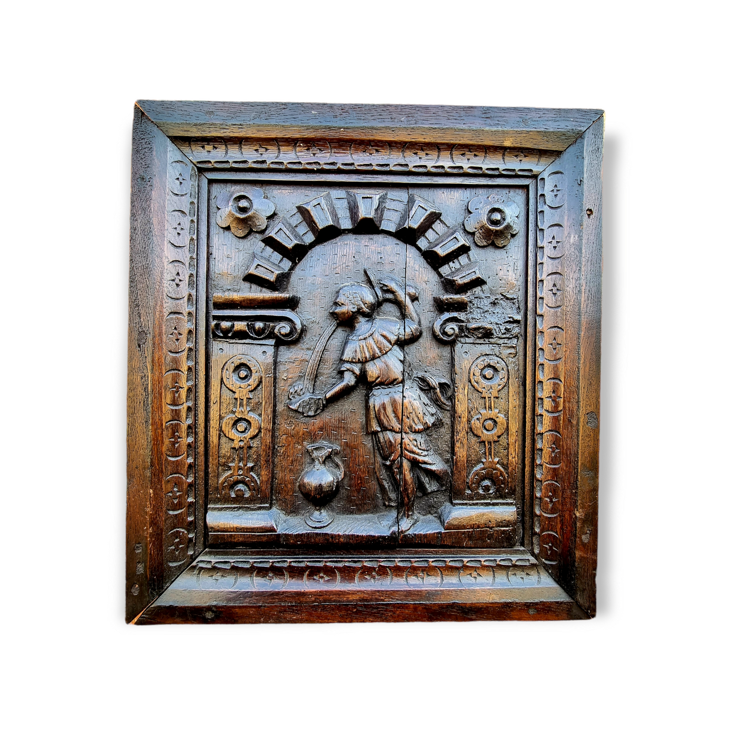 Pair of 17th Century Flemish Antique Carved Oak Panels