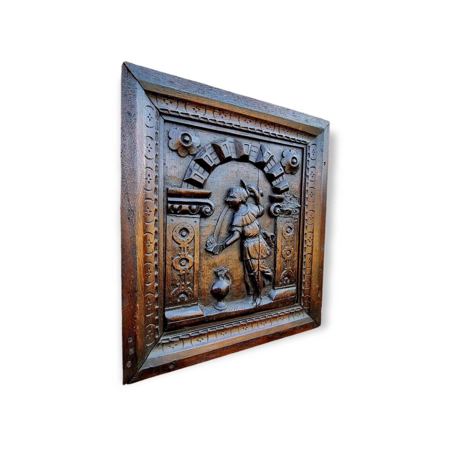 Pair of 17th Century Flemish Antique Carved Oak Panels