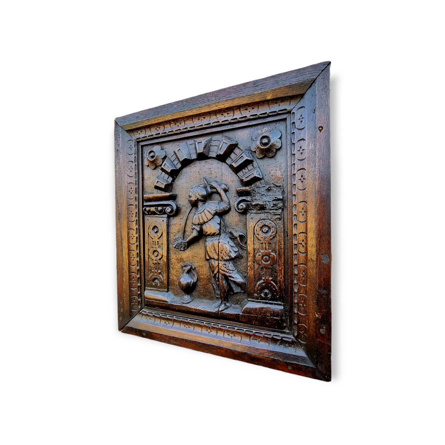 Pair of 17th Century Flemish Antique Carved Oak Panels