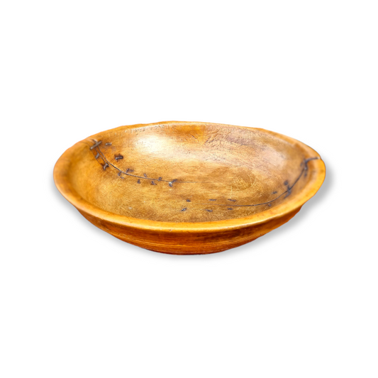 18th Century Antique Treen Dairy Bowl With Naive Repairs