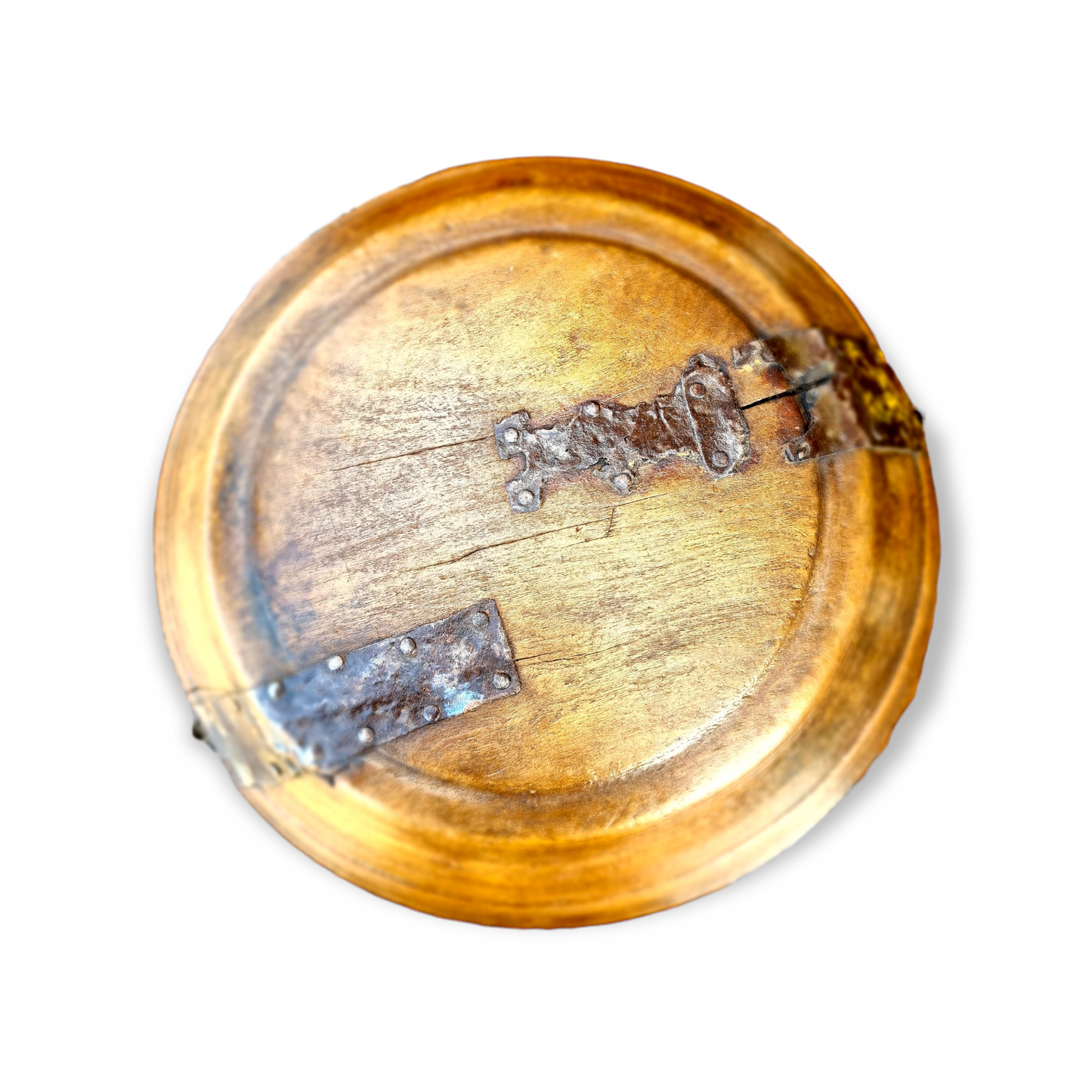 18th Century Antique Treen Dairy Bowl With Naive Repairs