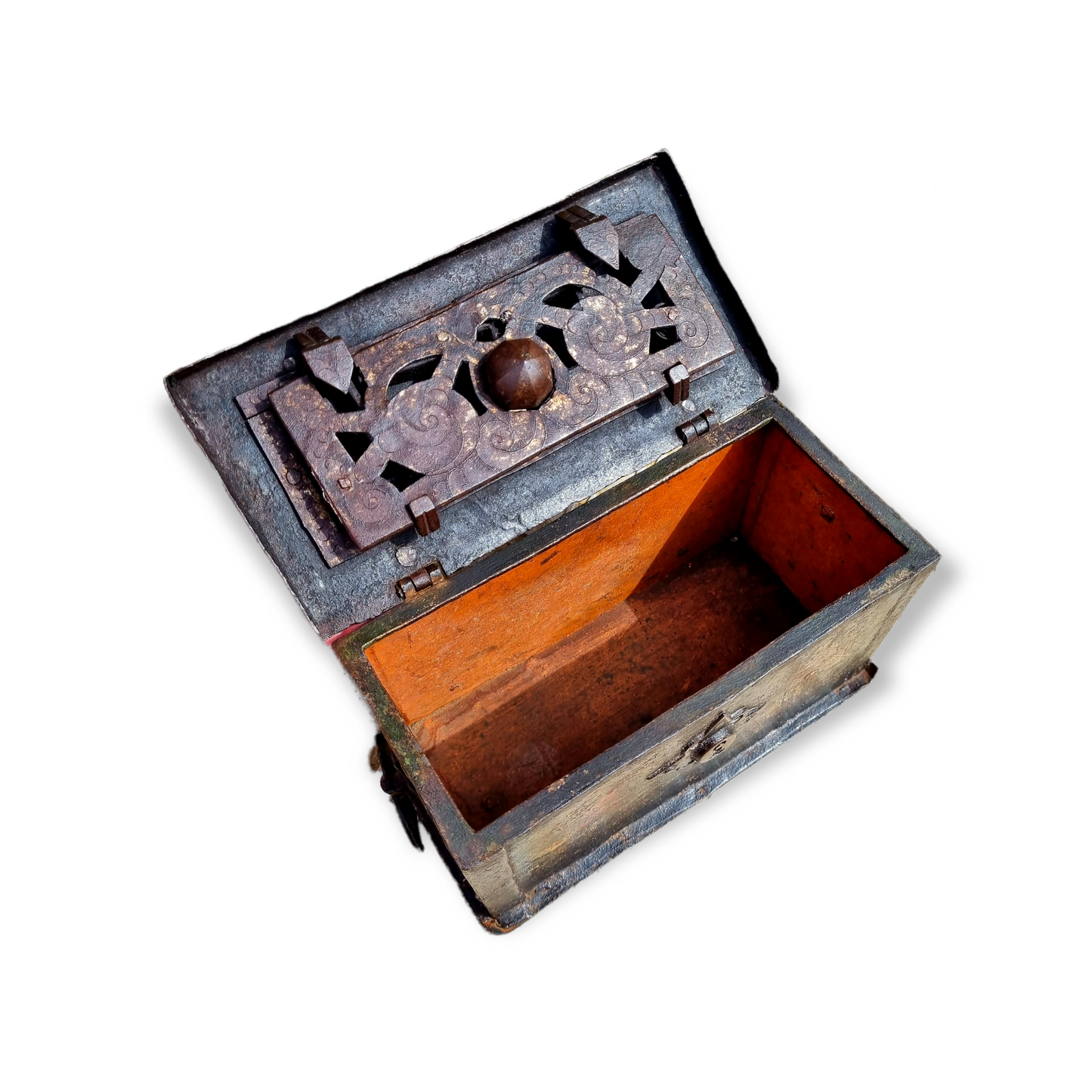 Rare Late16th Century / Early 17th Century German Antique Iron Nuremberg-Made Miniature Table Casket / Strongbox