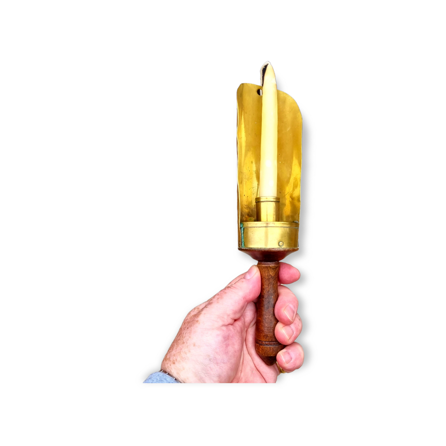 Rare Late 18th Century English Antique Brass Cellar Candlestick