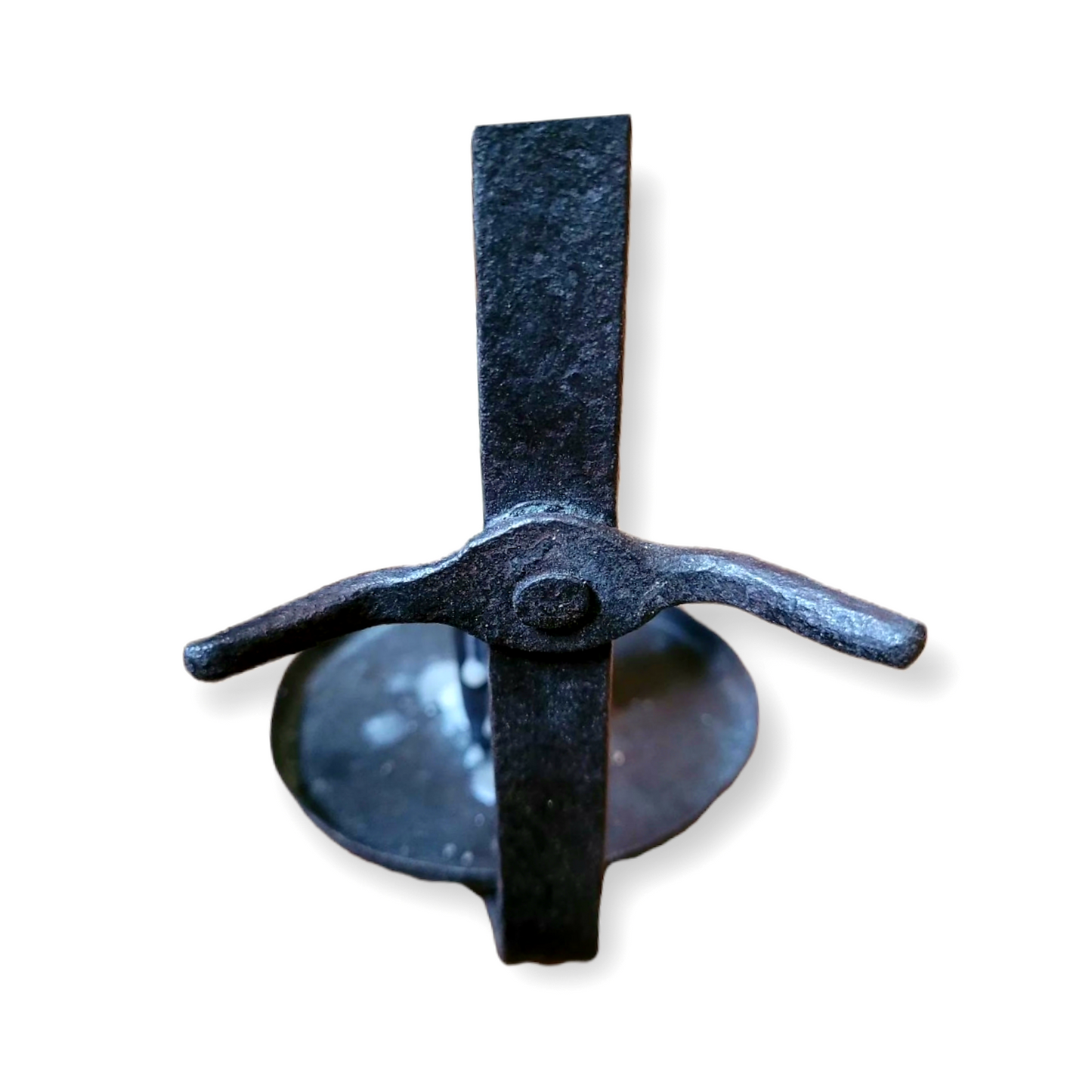 Late 18th Century Welsh Antique Iron Hanging Loom Light / Candlestick of Rare Form