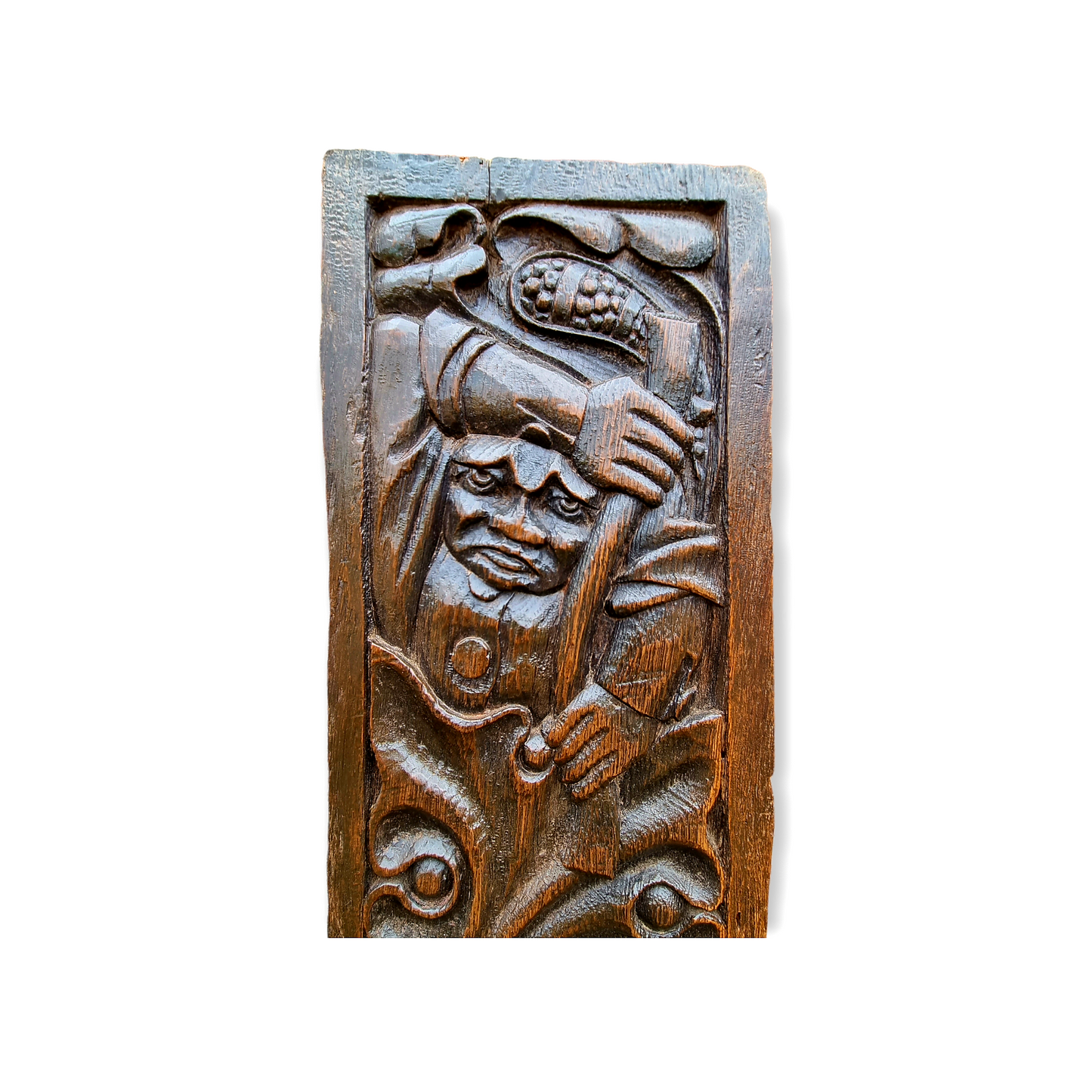 Rare Pair of 16th Century Dutch Antique Carved Oak Panels Depicting Wild Men of The Woods or Woodwose / Wodewose