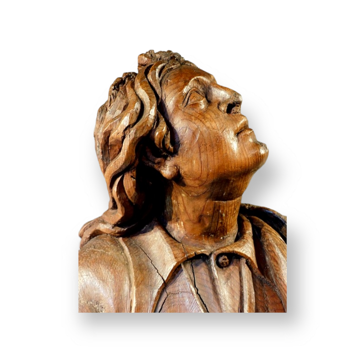 Early 17th Century Antique Carved Pine Sculpture of Mary Magdalene Depicted Kneeling