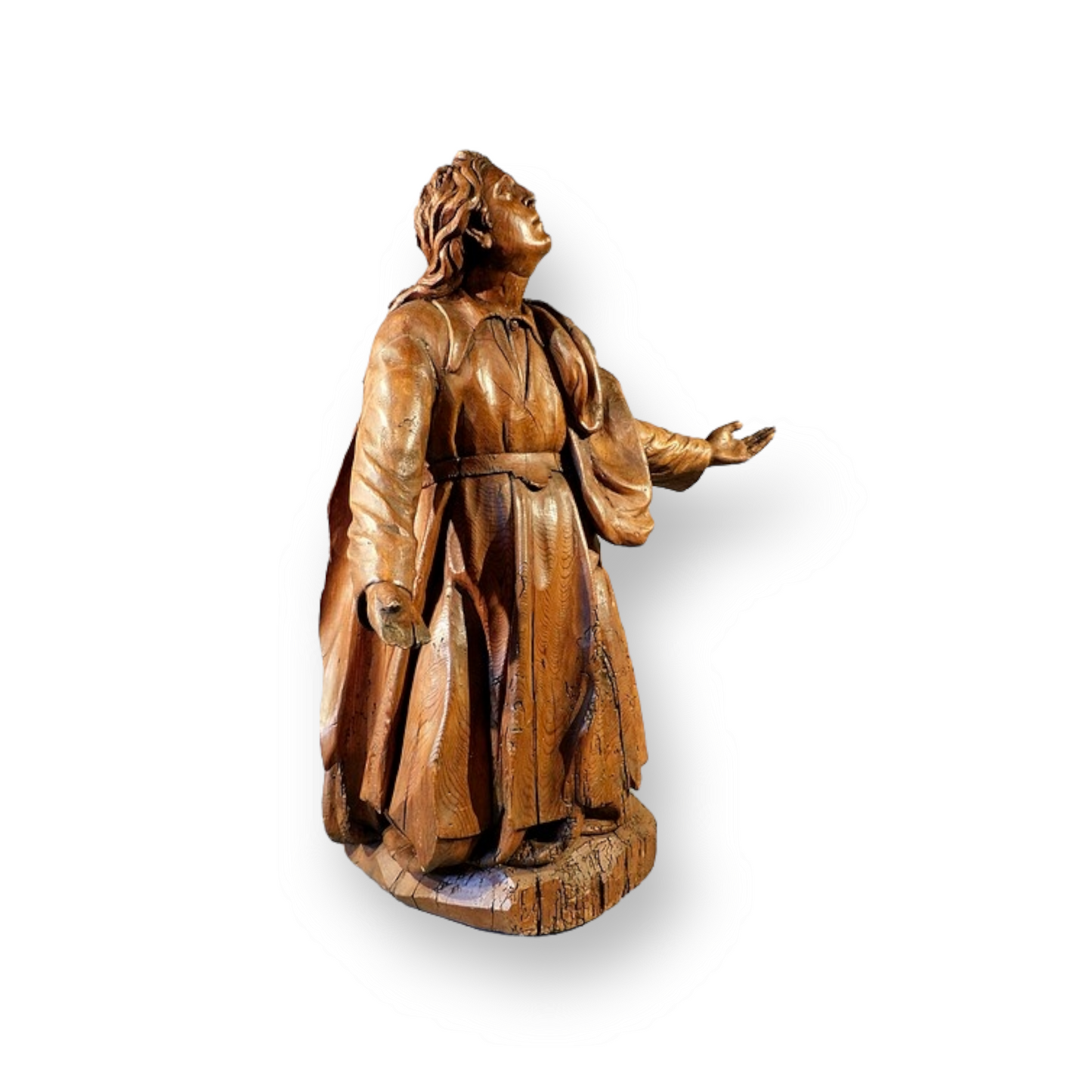 Early 17th Century Antique Carved Pine Sculpture of Mary Magdalene Depicted Kneeling