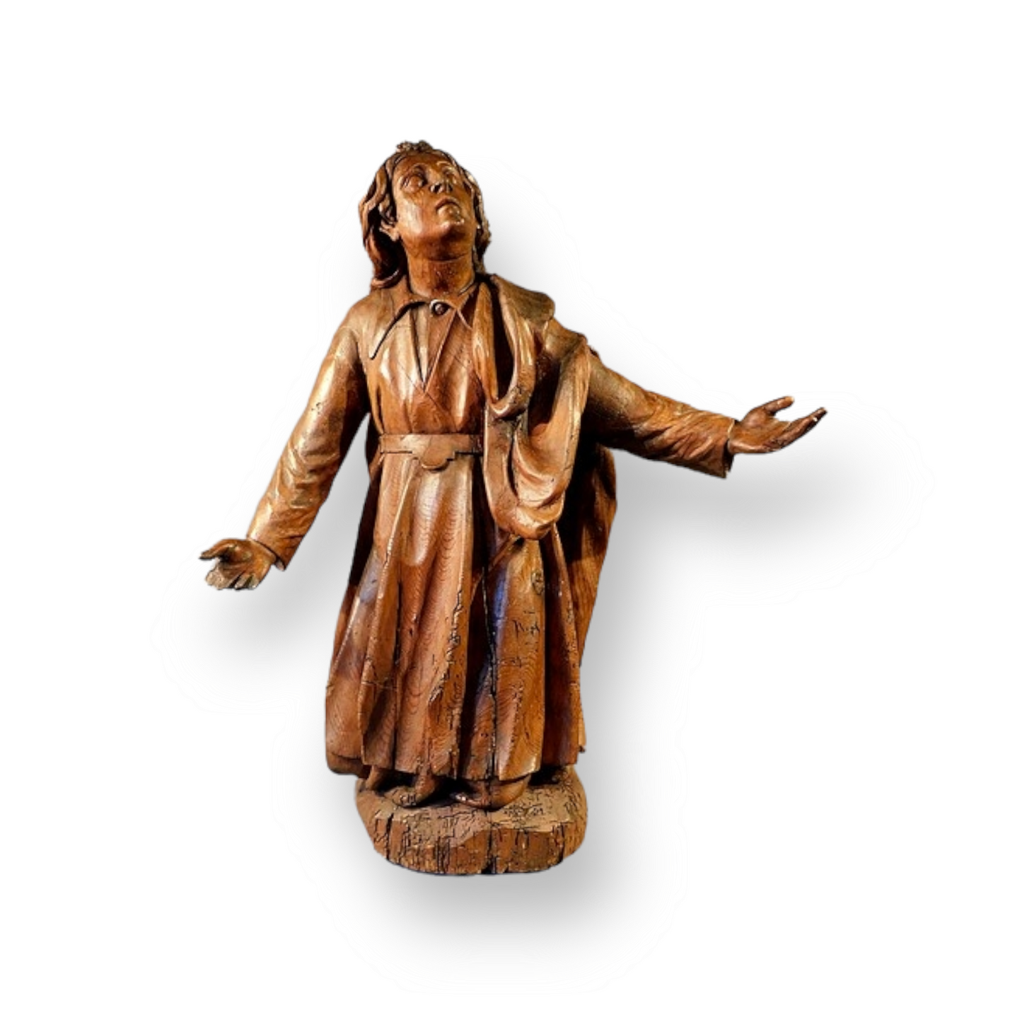 Early 17th Century Antique Carved Pine Sculpture of Mary Magdalene Depicted Kneeling