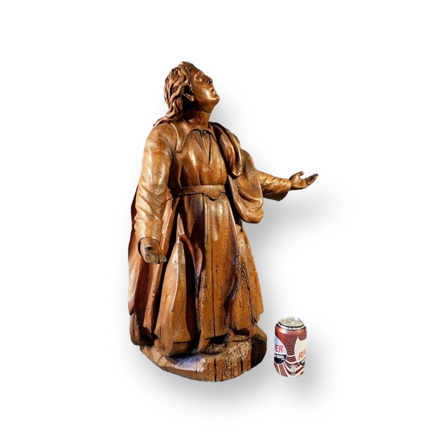 Early 17th Century Antique Carved Pine Sculpture of Mary Magdalene Depicted Kneeling