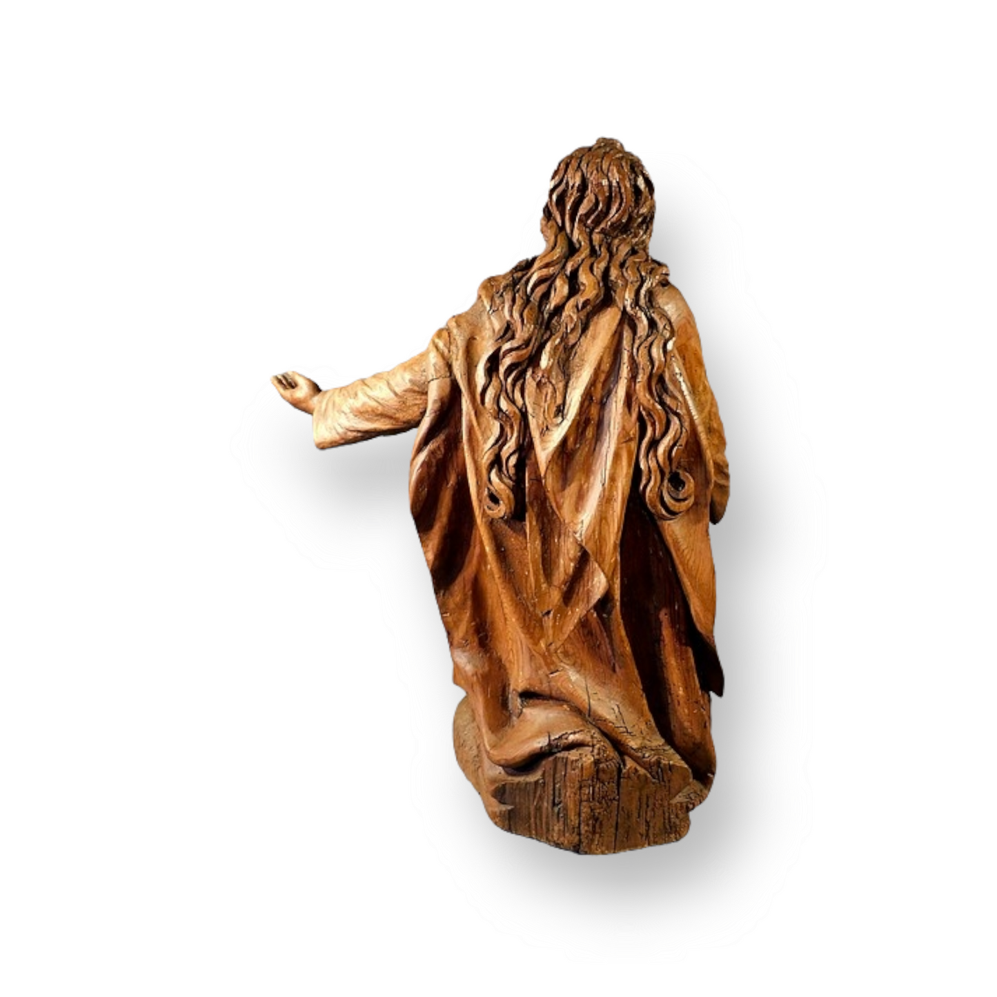 Early 17th Century Antique Carved Pine Sculpture of Mary Magdalene Depicted Kneeling