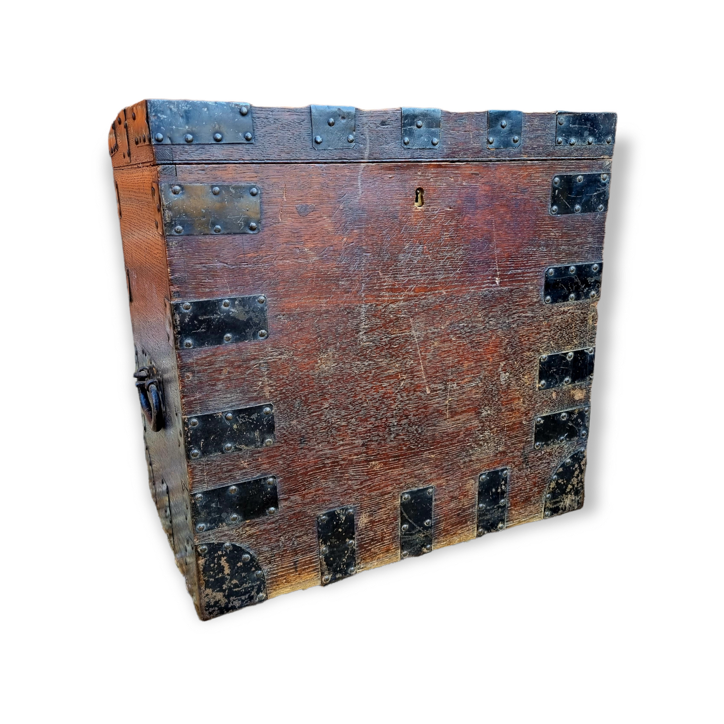 Ideal As A Sofa-Side Table - A 19th Century English Antique Iron-Bound Silver Chest