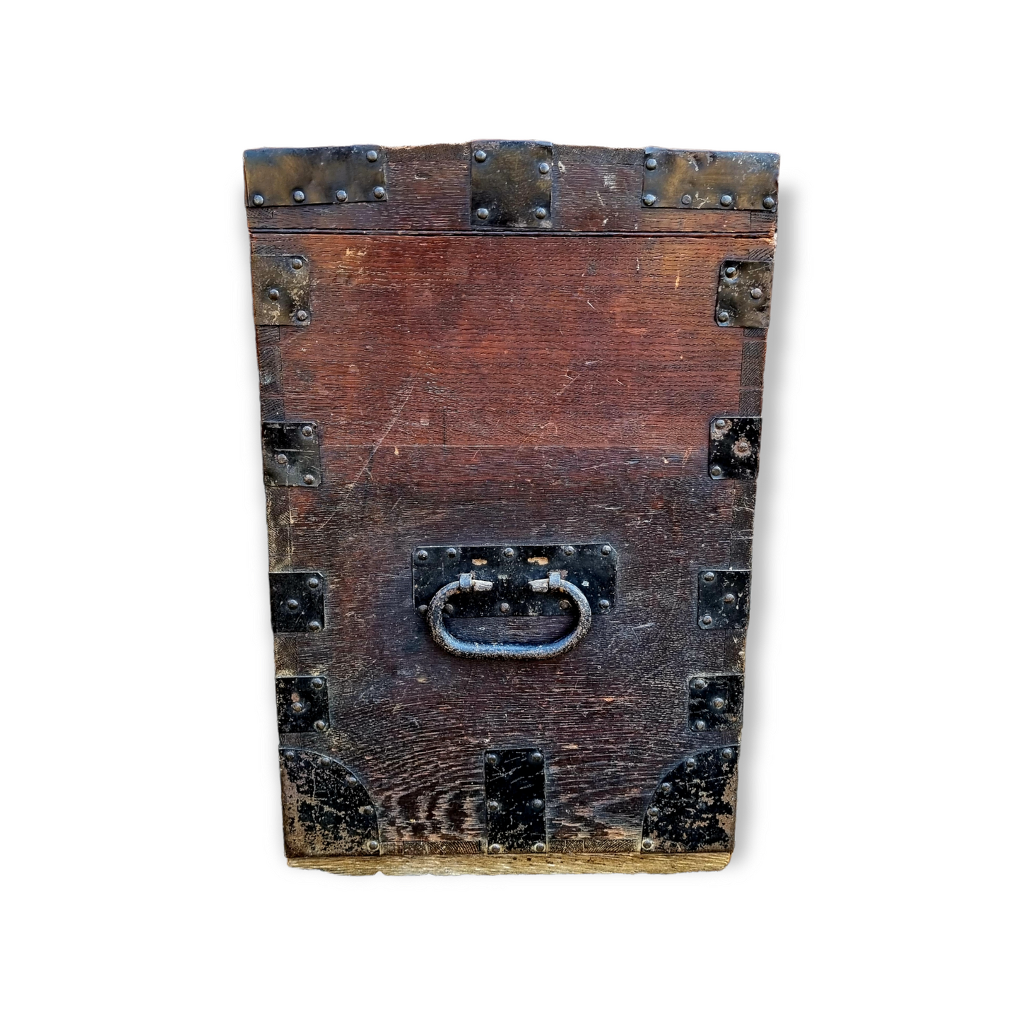 Ideal As A Sofa-Side Table - A 19th Century English Antique Iron-Bound Silver Chest