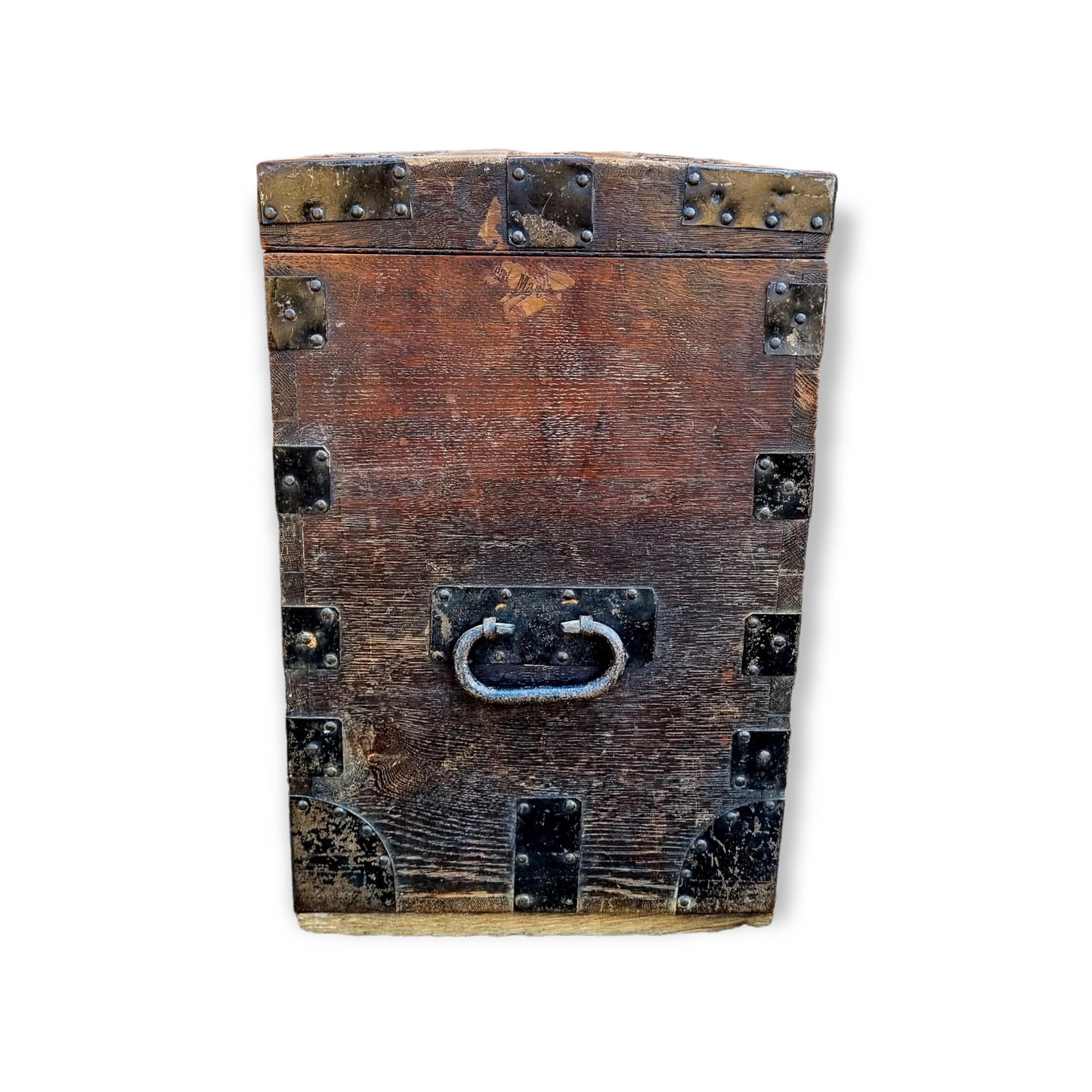 Ideal As A Sofa-Side Table - A 19th Century English Antique Iron-Bound Silver Chest