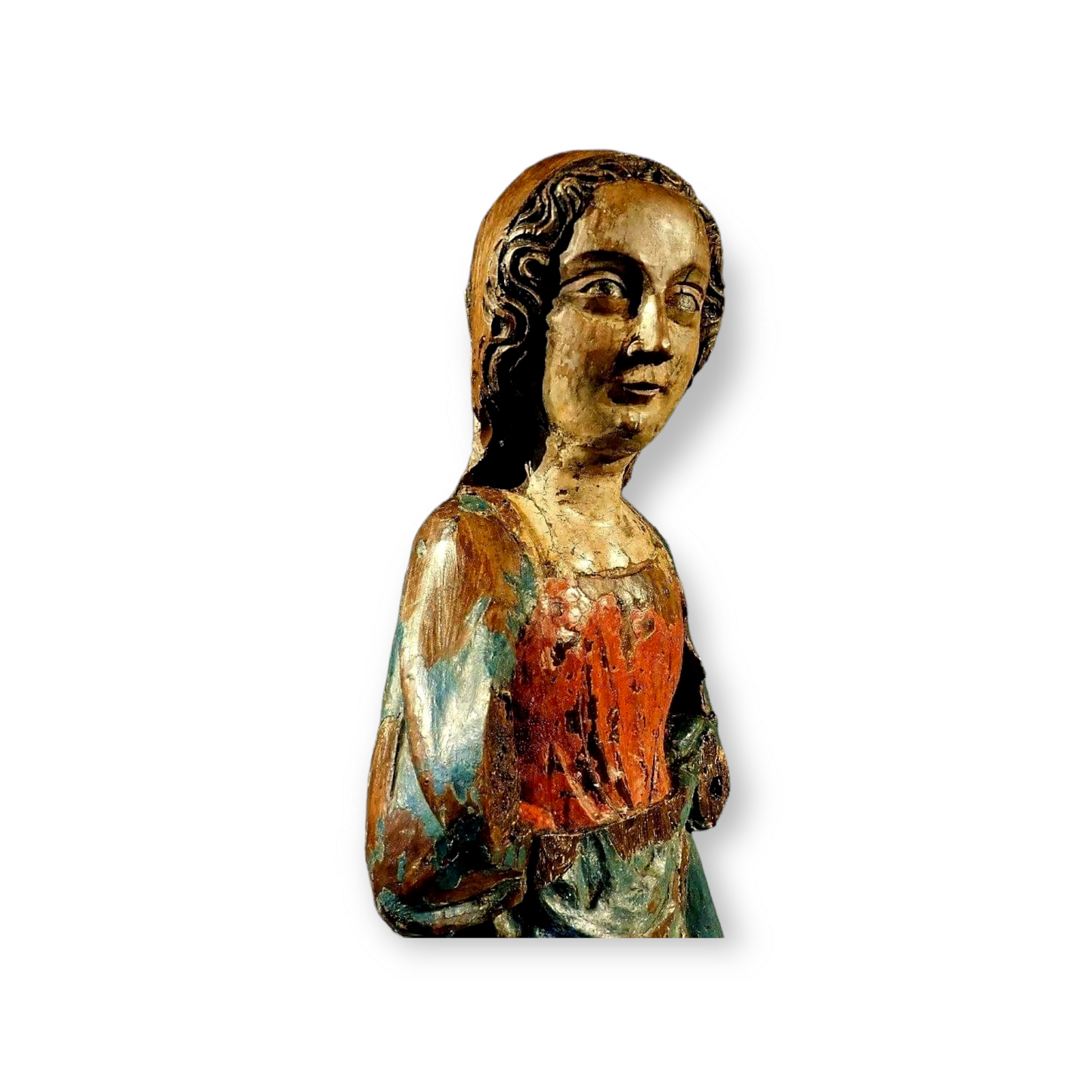 Late 15th Century German Antique Carved Oak Sculpture of a Female Saint, Possibly The Virgin Mary