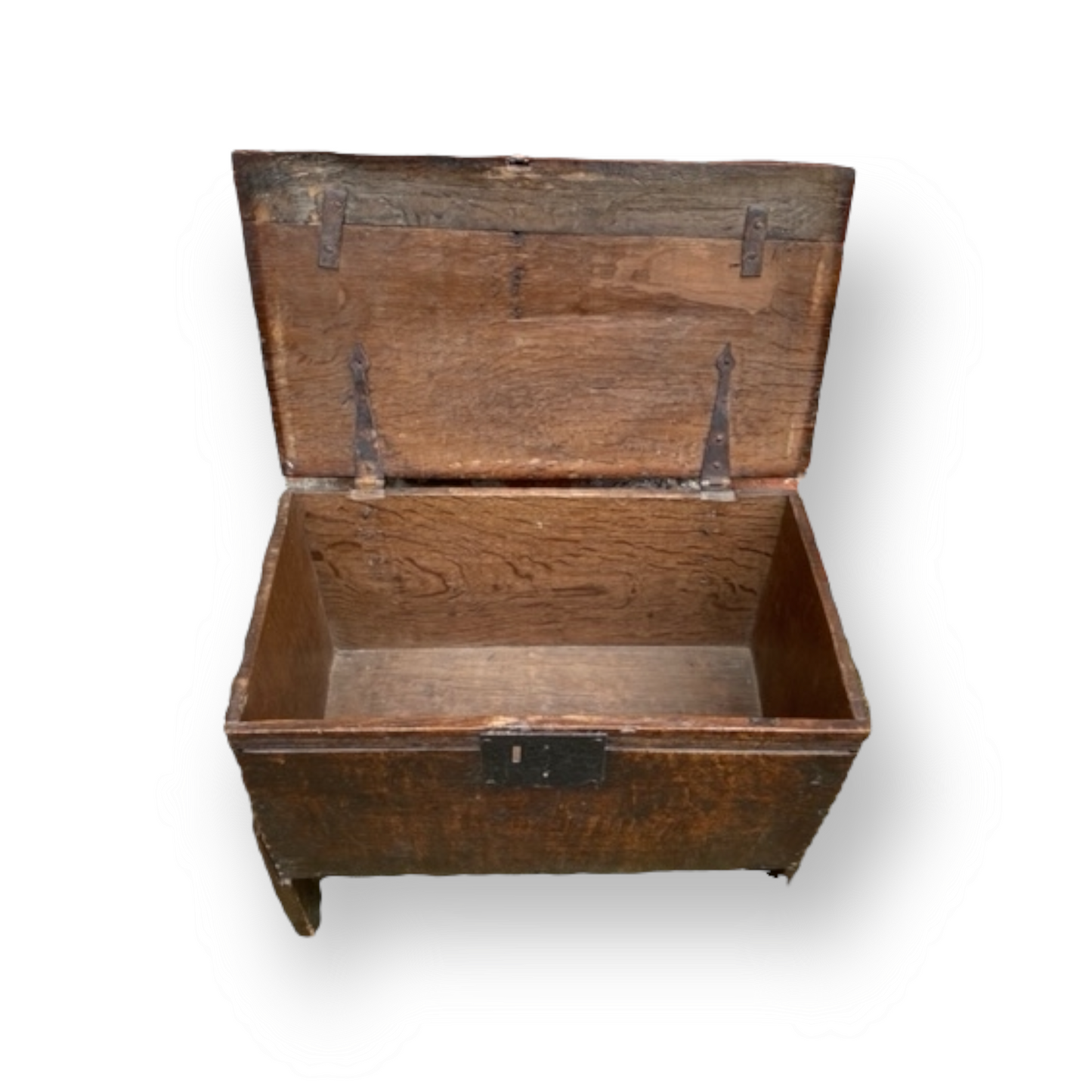 A Diminutive Early 17th Century English Antique Oak Six-Plank Child's Chest or Coffer