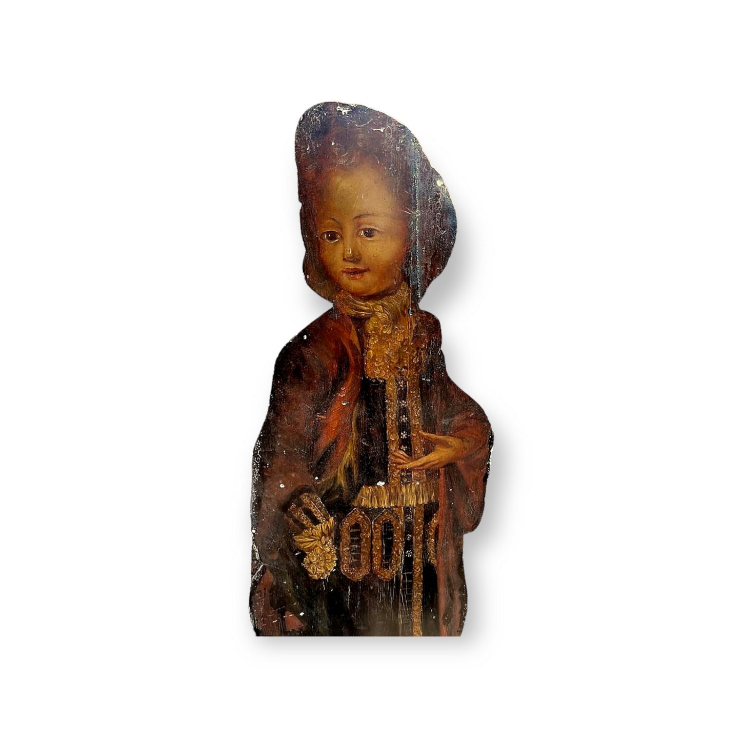 Pair of George III Period / 18th Century English Antique Dummy Boards / Silent Companions of an Aristocratic Boy and Girl
