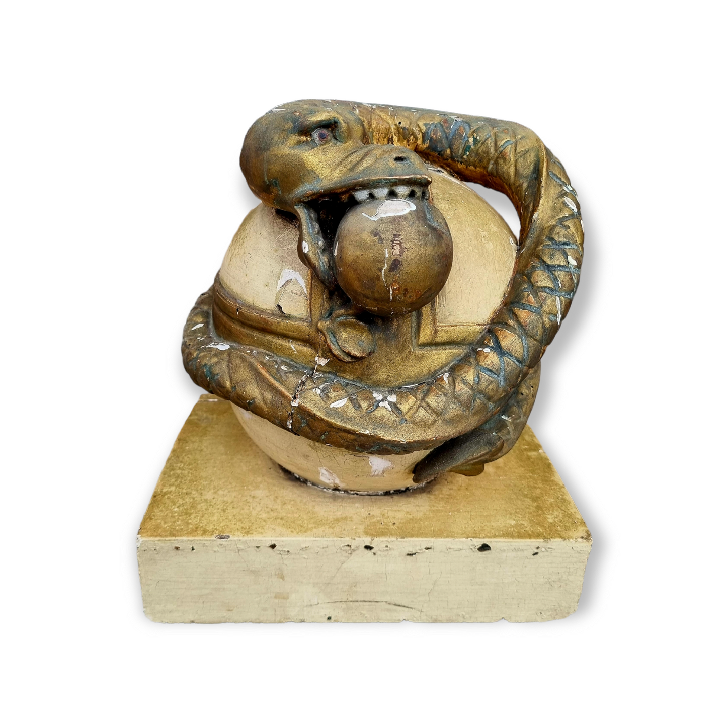 Large 17th Century Italian Antique Carved Wood Sculpture Depicting The Bronze Serpent