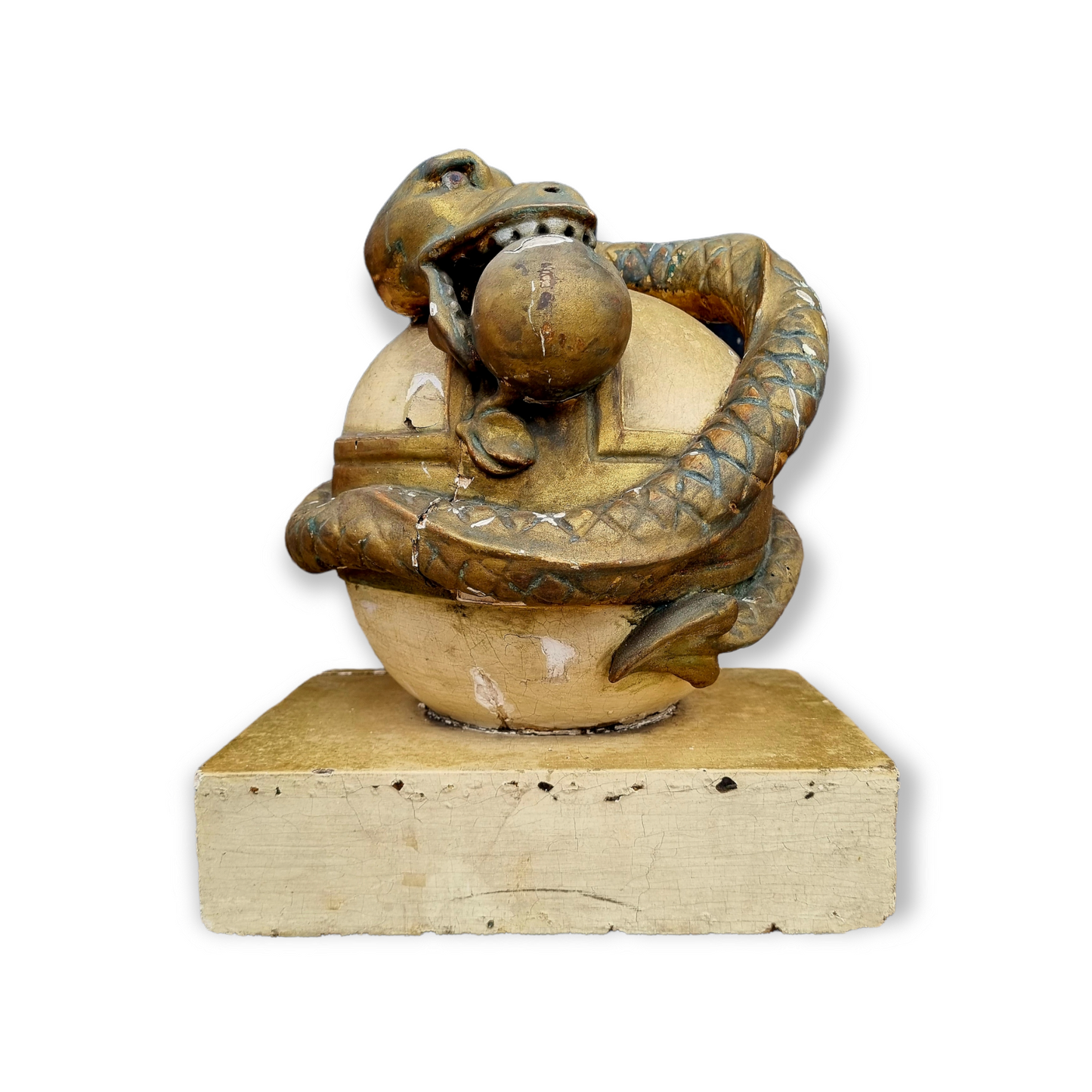 Large 17th Century Italian Antique Carved Wood Sculpture Depicting The Bronze Serpent