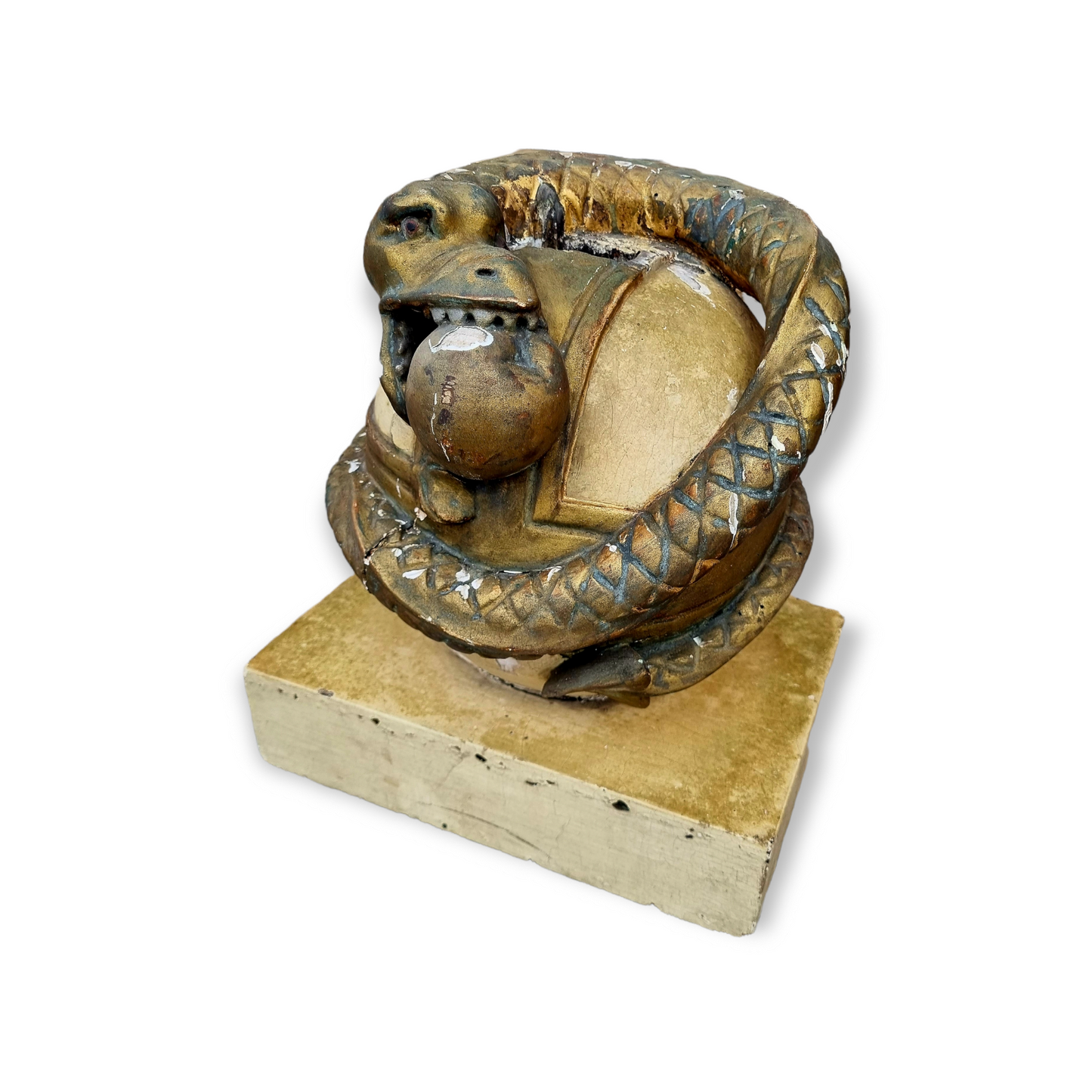 Large 17th Century Italian Antique Carved Wood Sculpture Depicting The Bronze Serpent