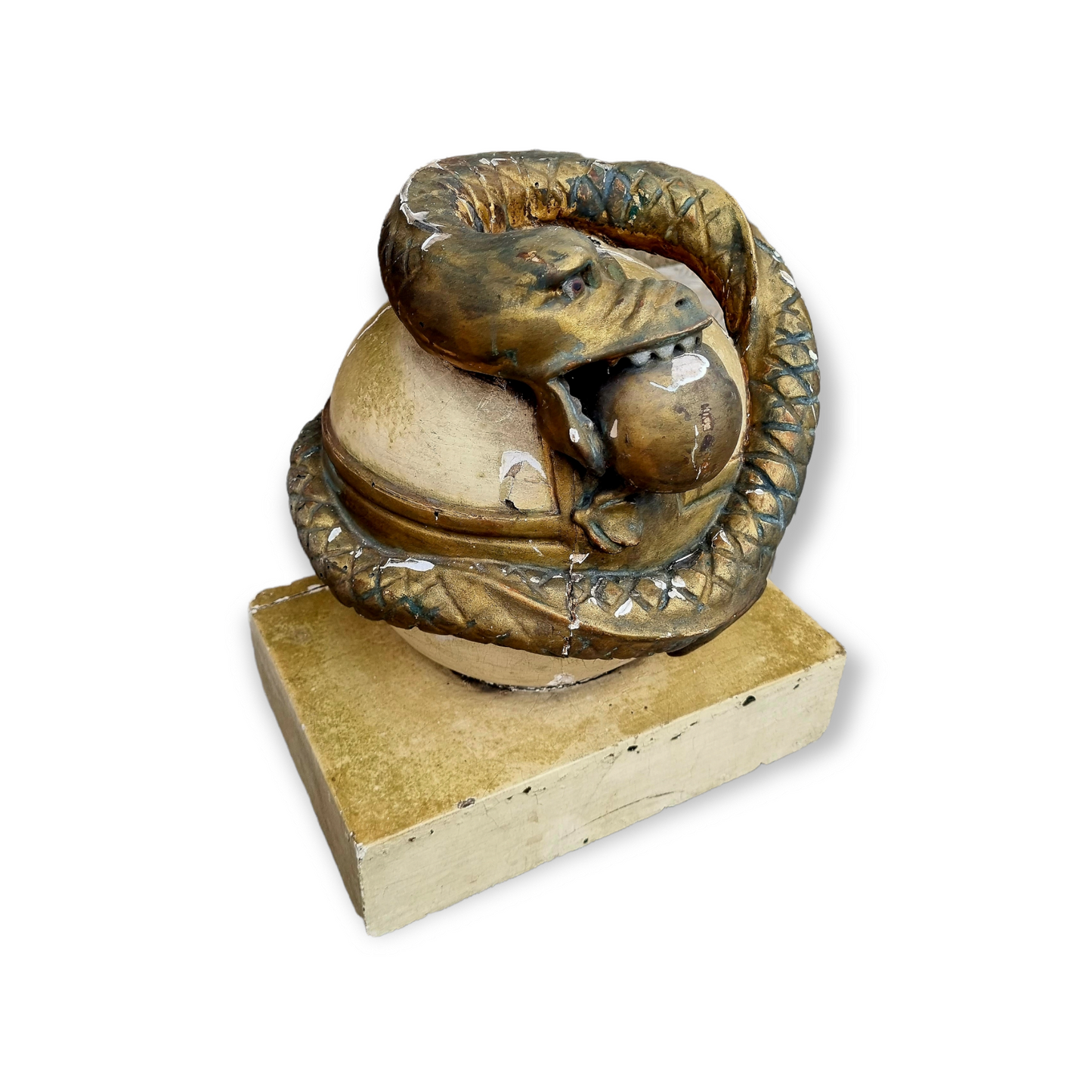Large 17th Century Italian Antique Carved Wood Sculpture Depicting The Bronze Serpent