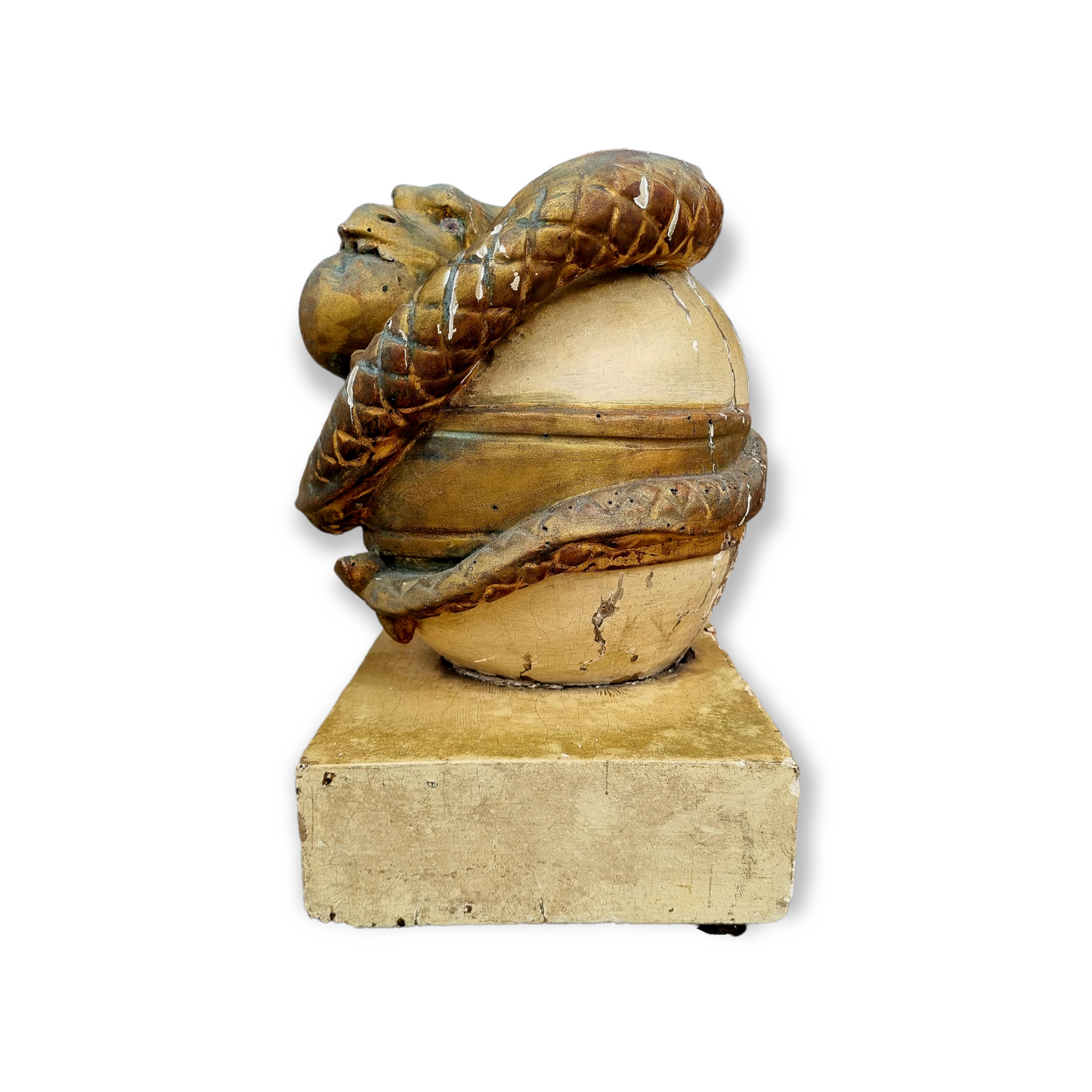Large 17th Century Italian Antique Carved Wood Sculpture Depicting The Bronze Serpent