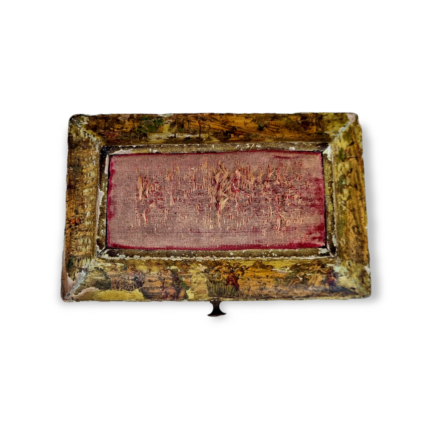 18th Century Italian Antique Box With Decoupage Decoration And Pincushion