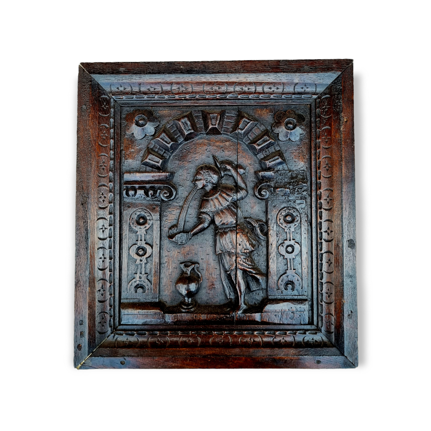 Pair of 17th Century Flemish Antique Carved Oak Panels