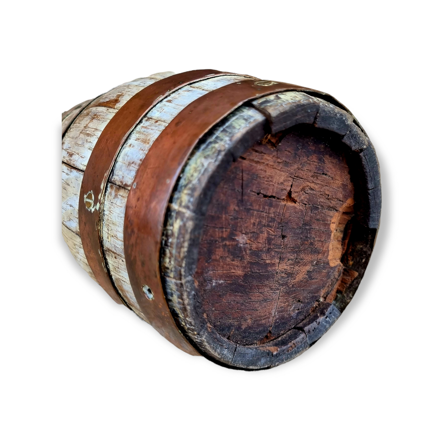 19th Century Irish Antique Coopered Oak Tankard In Original Paint