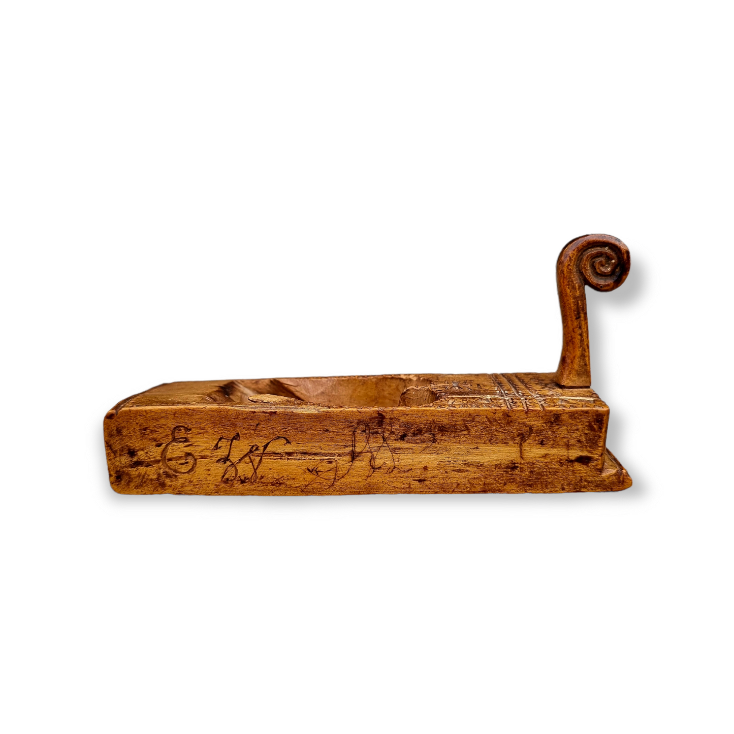 Diminutive 19th Century Scandinavian Antique Treen Box Plane, Bearing the Initials "EES" & Dated "1812"