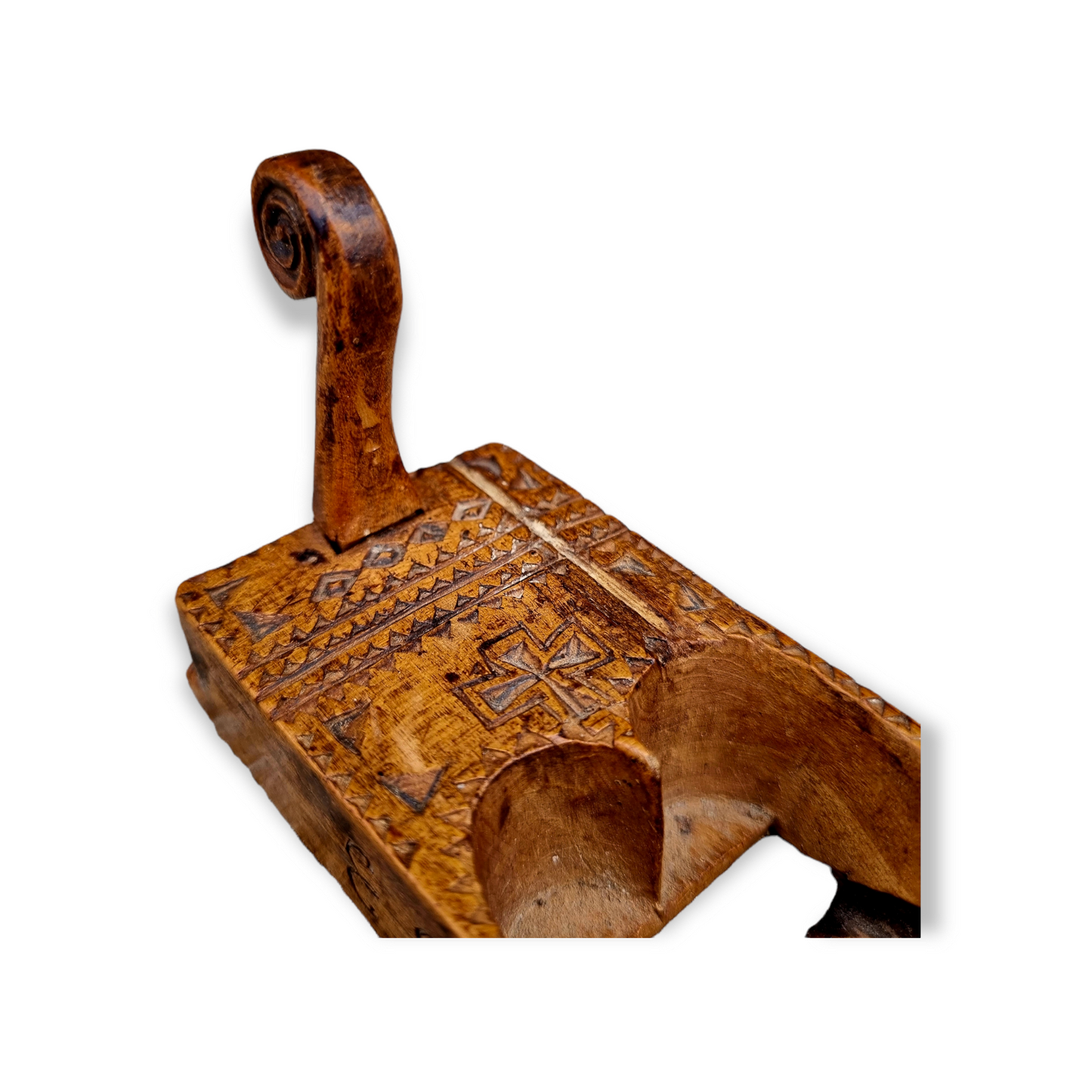 Diminutive 19th Century Scandinavian Antique Treen Box Plane, Bearing the Initials "EES" & Dated "1812"