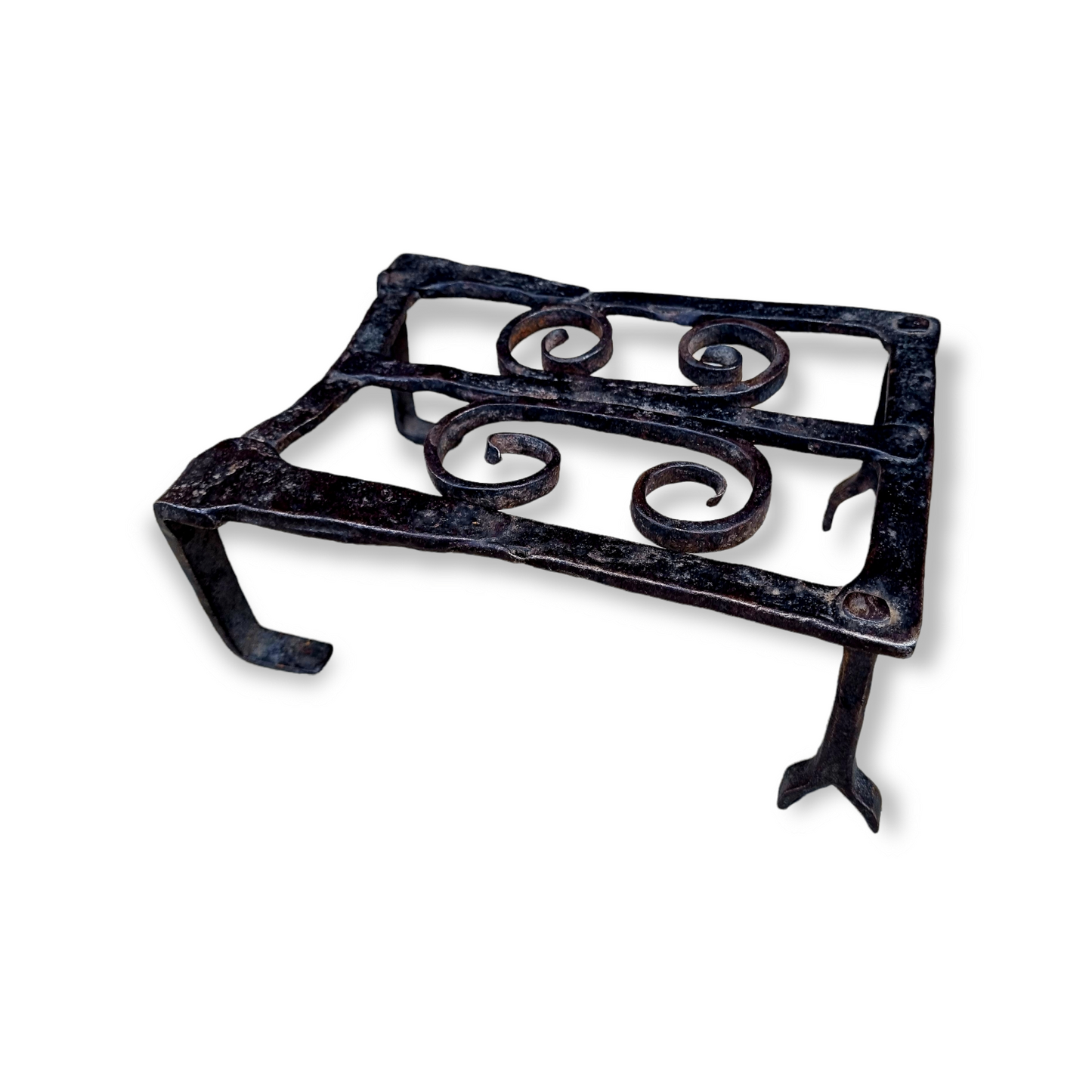 17th Century English Antique Iron Blacksmith-Made Down Hearth / Fireside Trivet