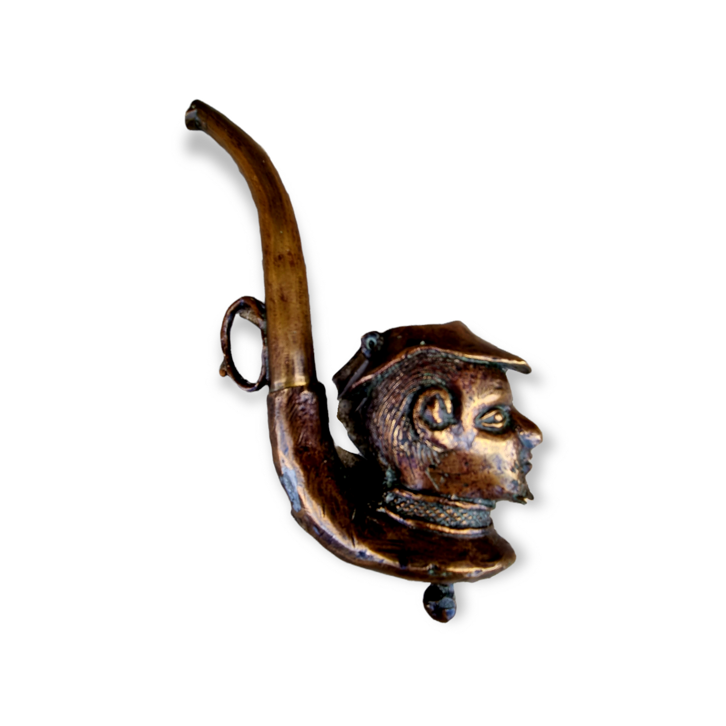 19thC Antique Bronze Tobacco Smoking Pipe / Tobacco Pipe