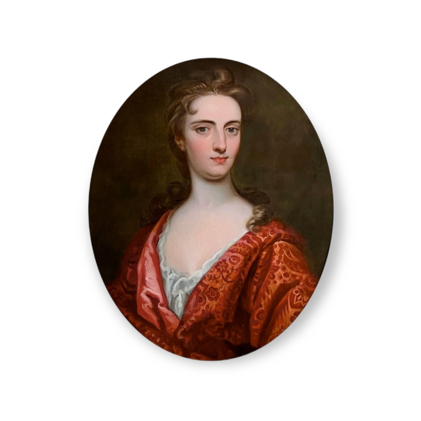 Follower of Sir Godfrey Kneller (1646-1723) - Late 17th Century / Early 18th Century English School Antique Oil on Canvas Portrait of a Lady