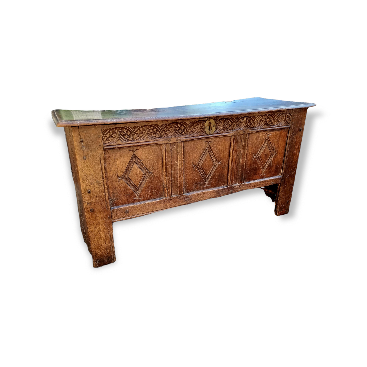 Late 16th Century English Antique Oak Transitional Coffer or Chest