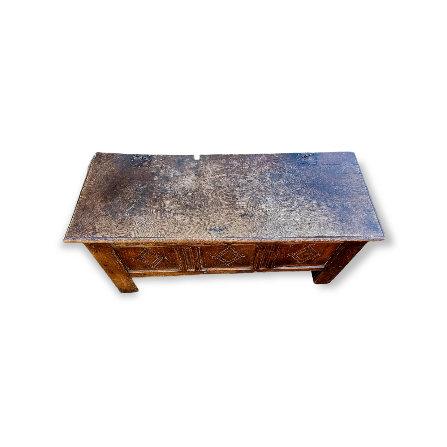 Late 16th Century English Antique Oak Transitional Coffer or Chest