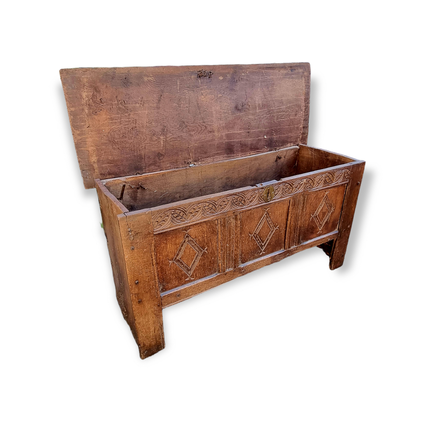 Late 16th Century English Antique Oak Transitional Coffer or Chest