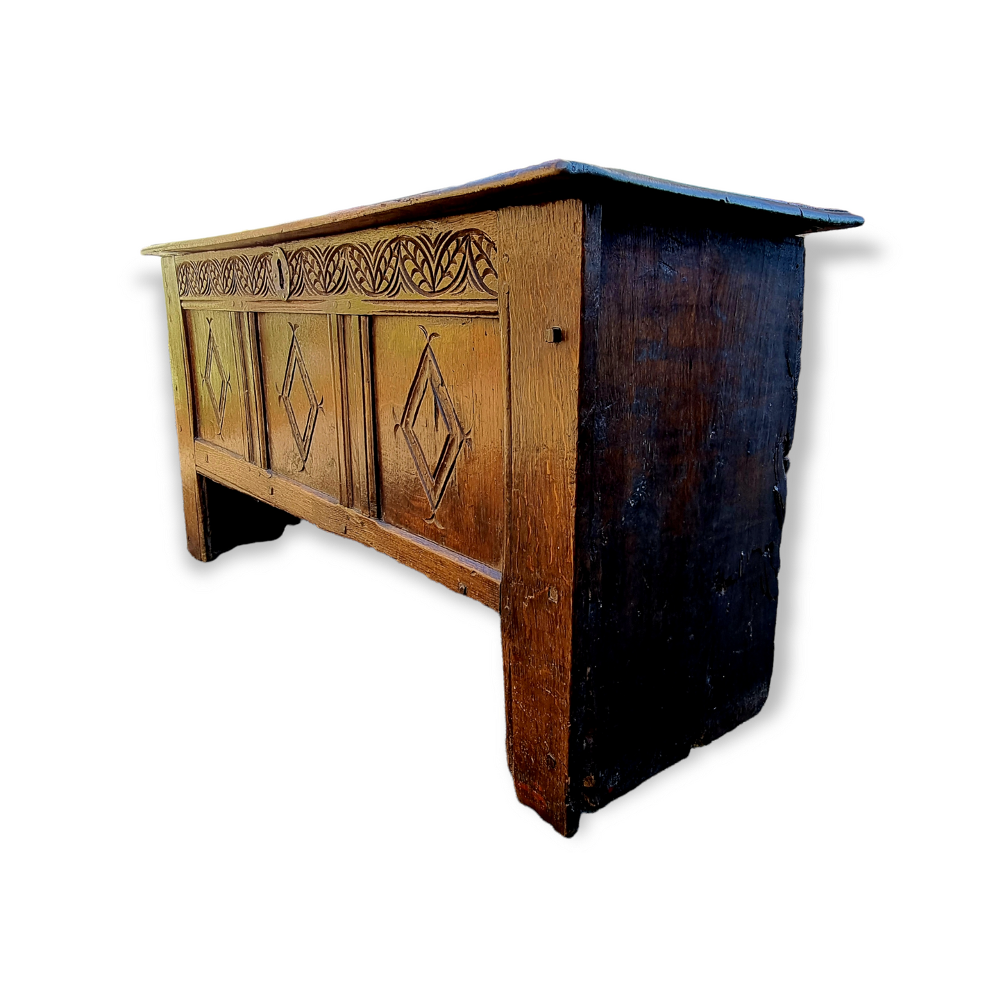 Late 16th Century English Antique Oak Transitional Coffer or Chest