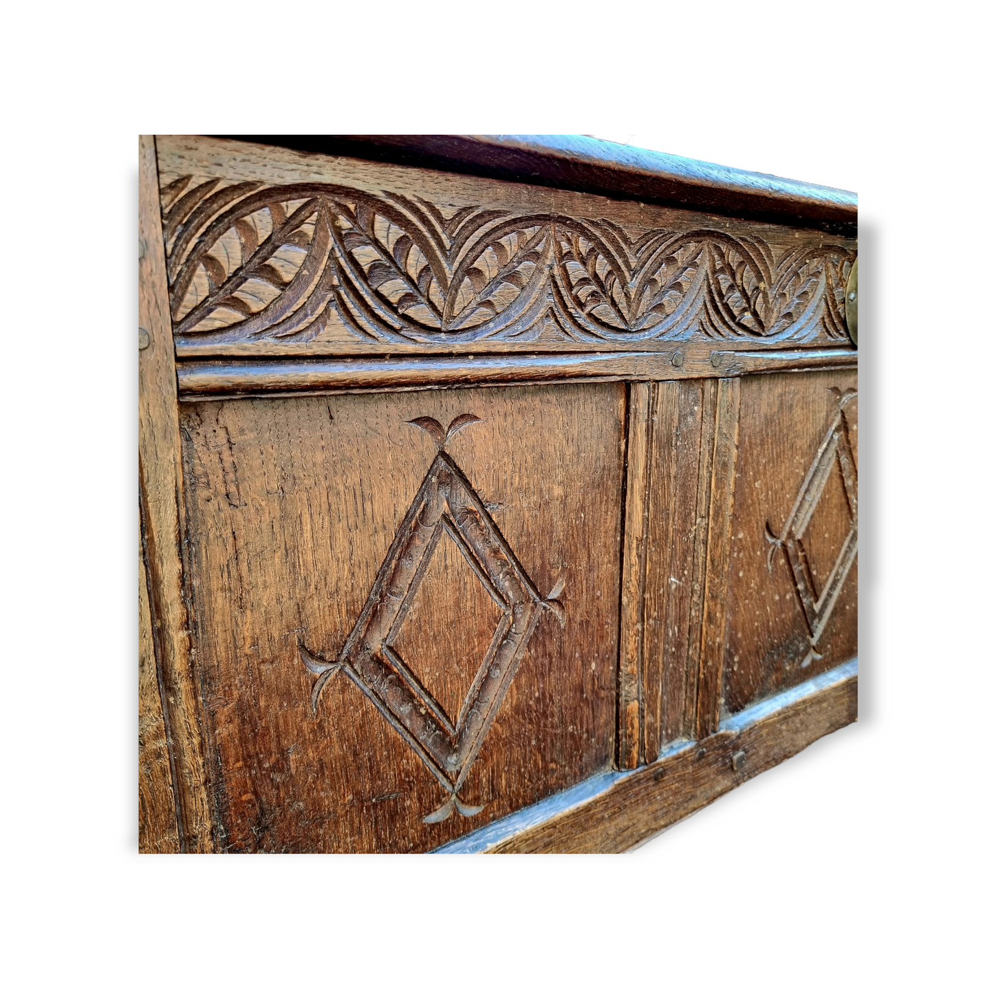 Late 16th Century English Antique Oak Transitional Coffer or Chest