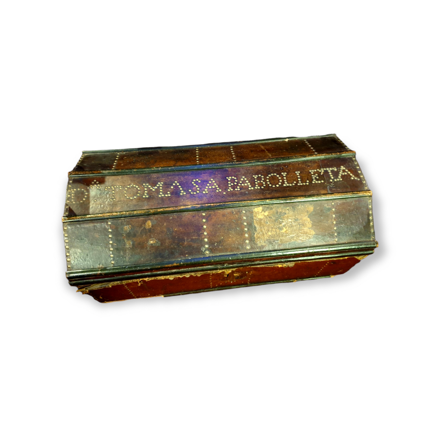 17th Century Spanish Antique Leather-Bound Travelling Trunk or Chest