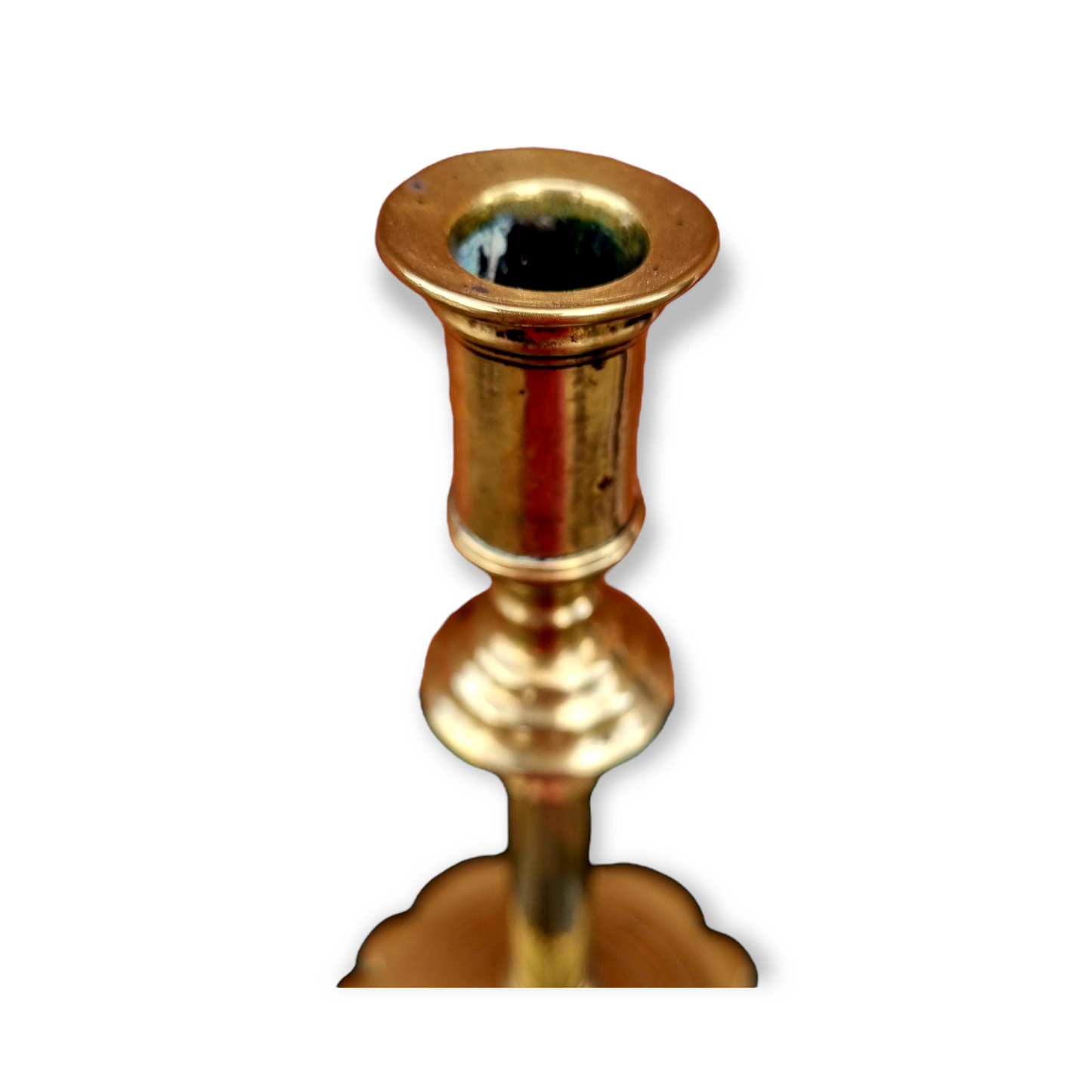 18th Century English Antique Brass Candlestick, Circa 1755-1760