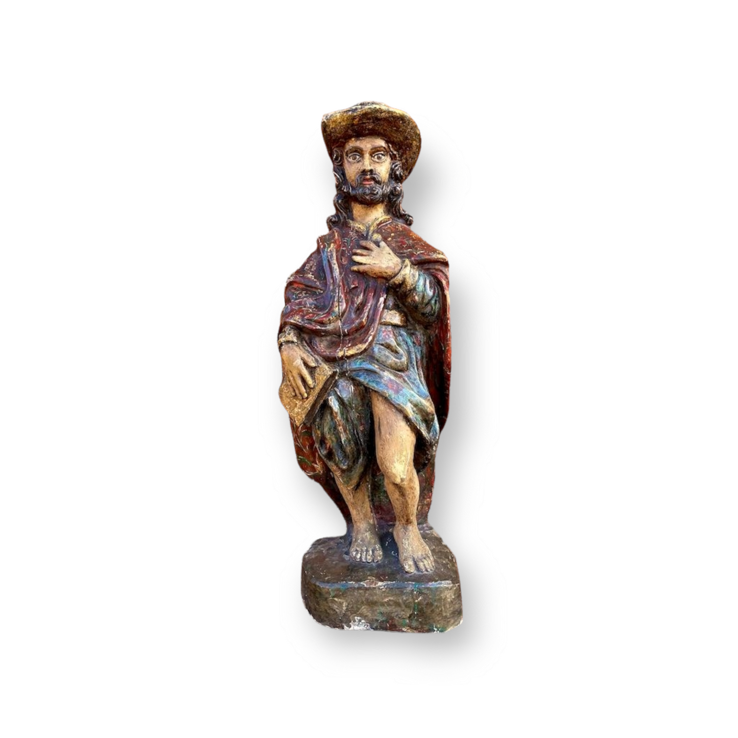 Large & Impressive Late 18th Century French Antique Carved Wood Sculpture of a Male Saint, Possibly Saint James