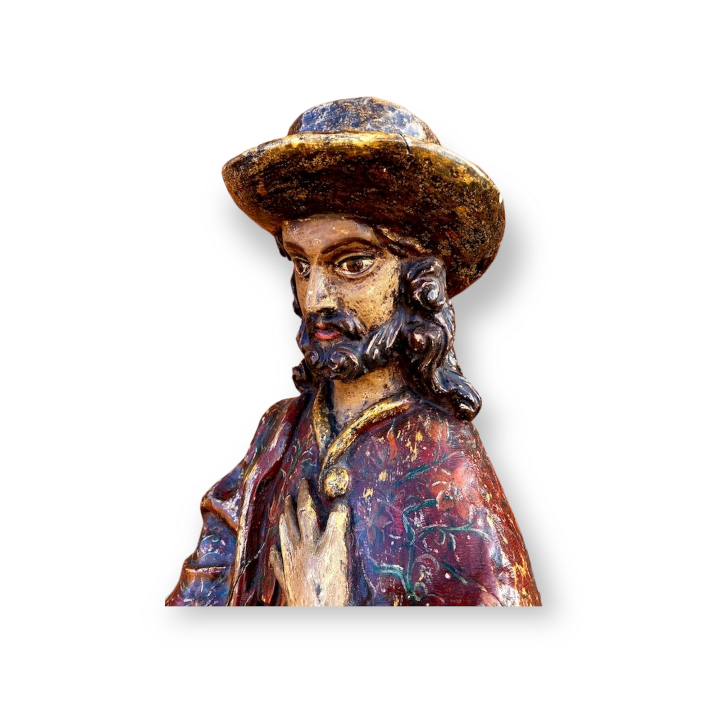 Large & Impressive Late 18th Century French Antique Carved Wood Sculpture of a Male Saint, Possibly Saint James