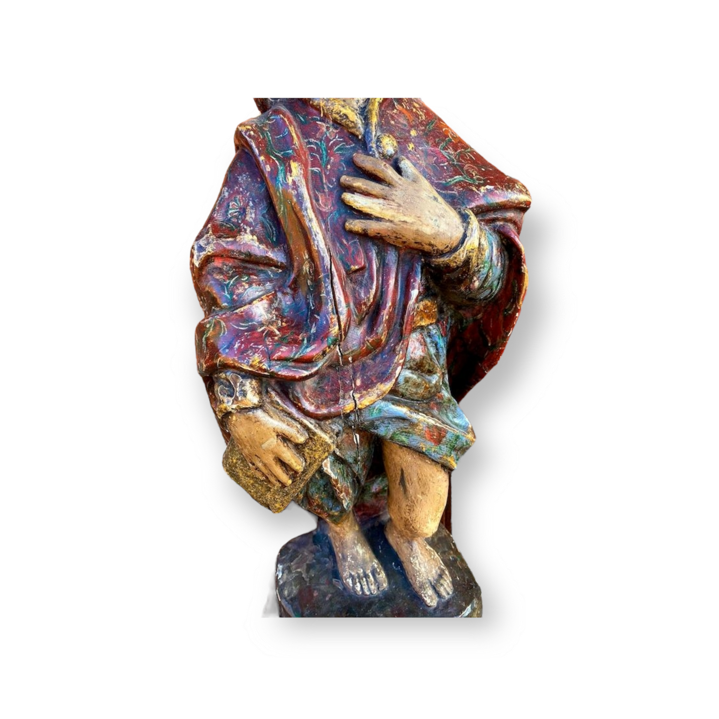 Large & Impressive Late 18th Century French Antique Carved Wood Sculpture of a Male Saint, Possibly Saint James