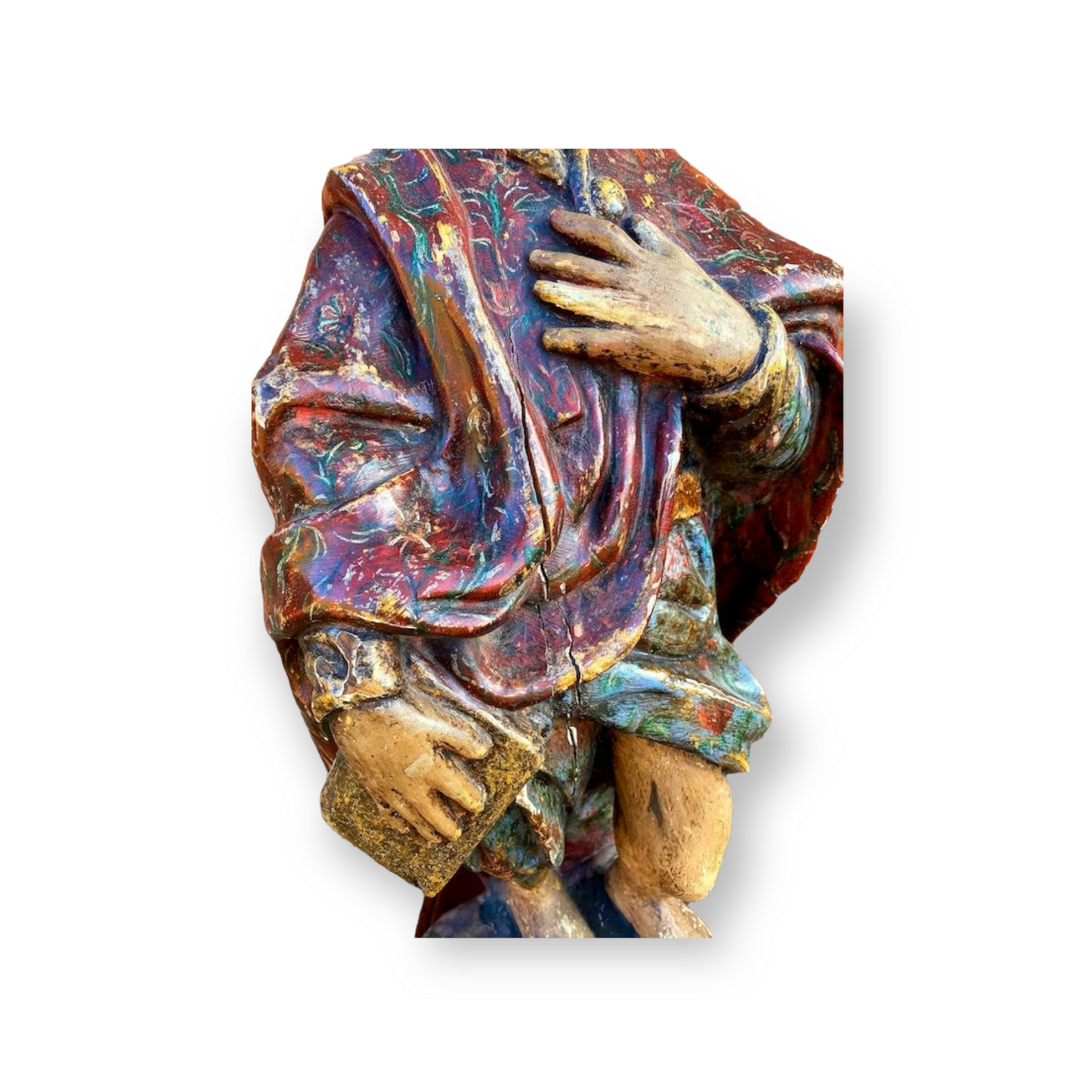 Large & Impressive Late 18th Century French Antique Carved Wood Sculpture of a Male Saint, Possibly Saint James