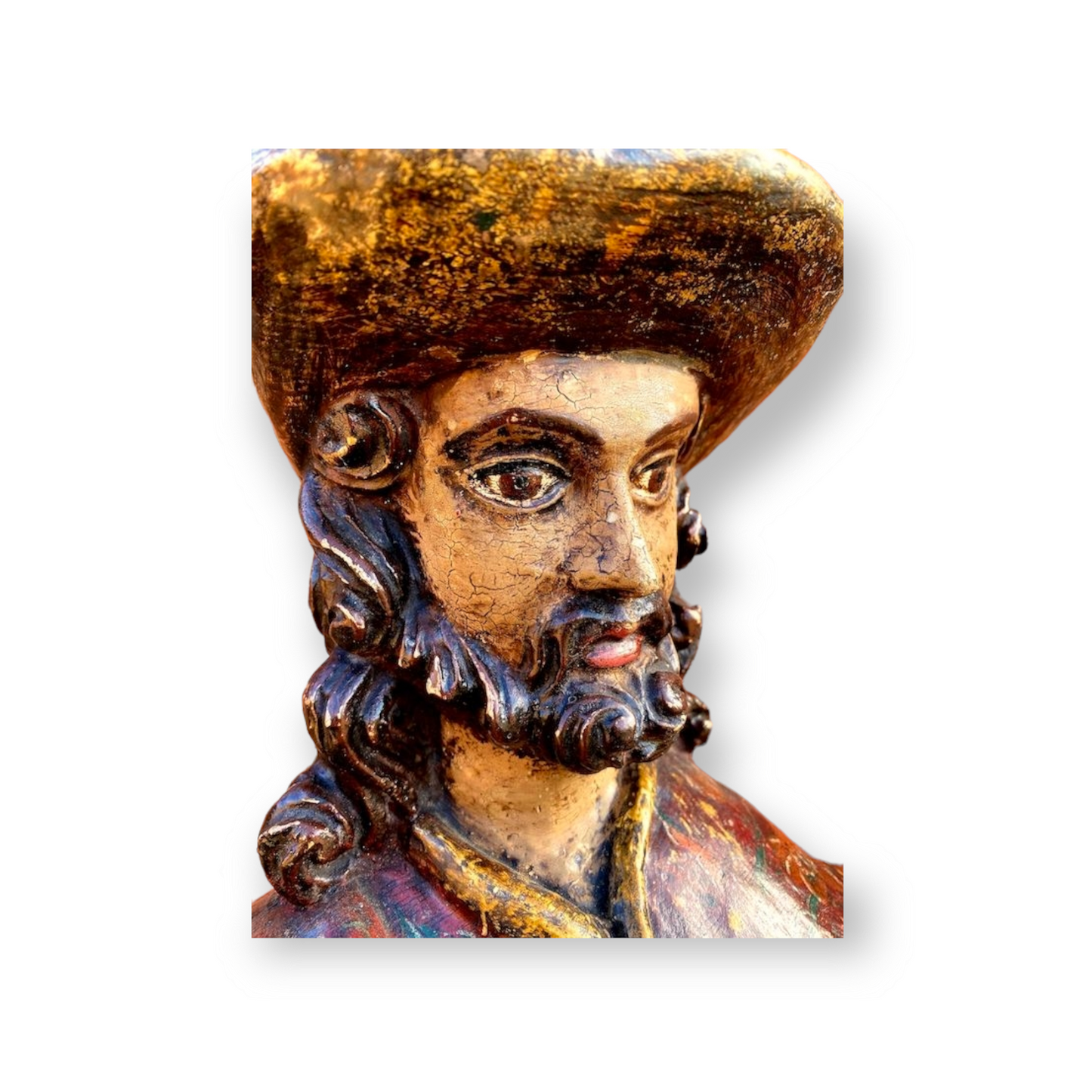 Large & Impressive Late 18th Century French Antique Carved Wood Sculpture of a Male Saint, Possibly Saint James