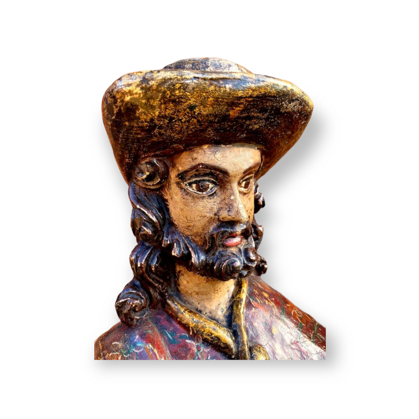 Large & Impressive Late 18th Century French Antique Carved Wood Sculpture of a Male Saint, Possibly Saint James