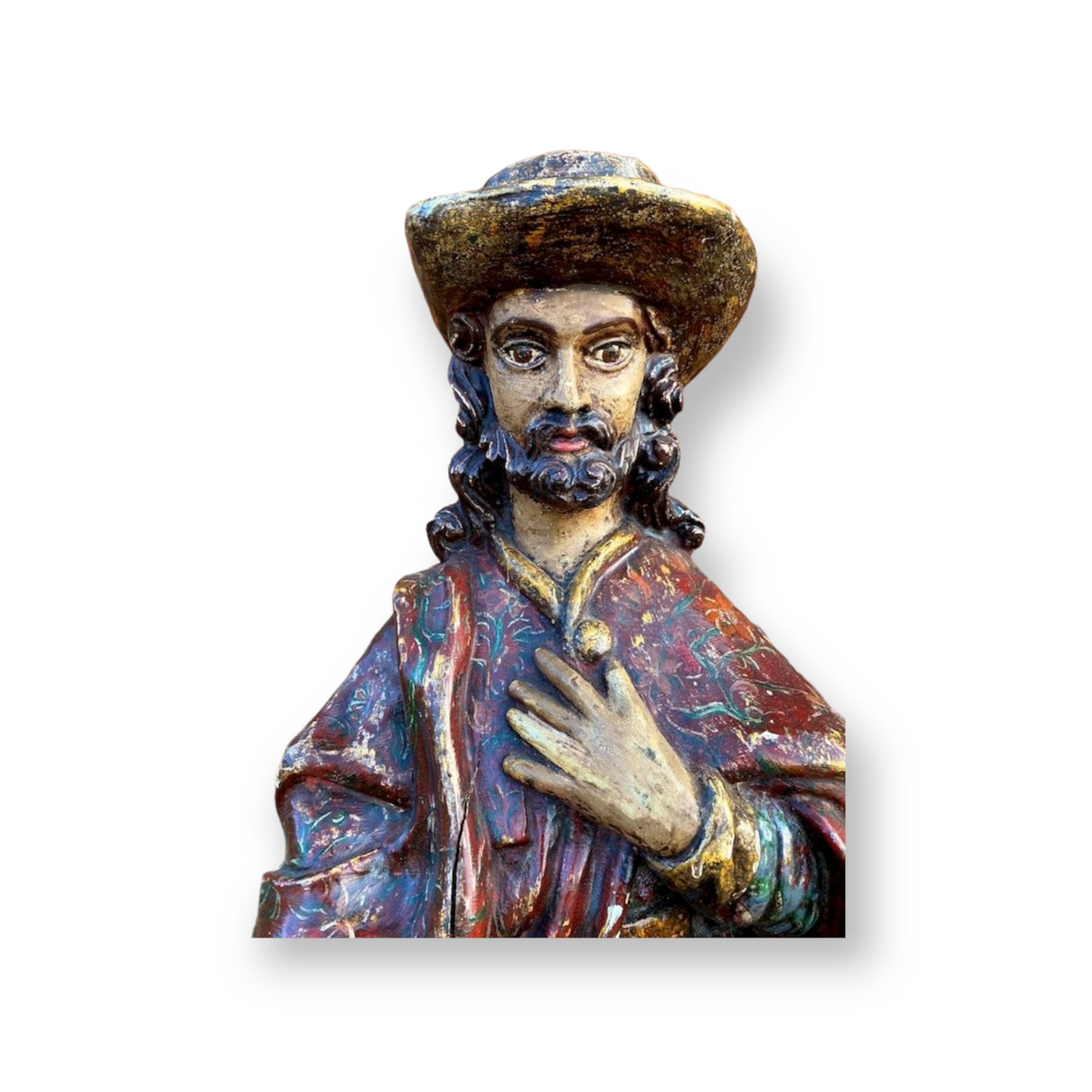 Large & Impressive Late 18th Century French Antique Carved Wood Sculpture of a Male Saint, Possibly Saint James